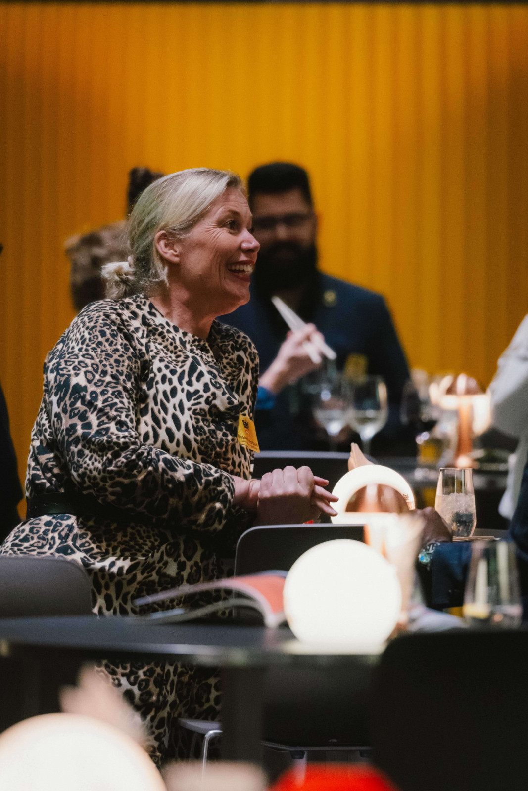 Maaike Steinebach, founder and CEO of FemTech Future, laughs as she networks with others (Photo: Jeffrey Hui)