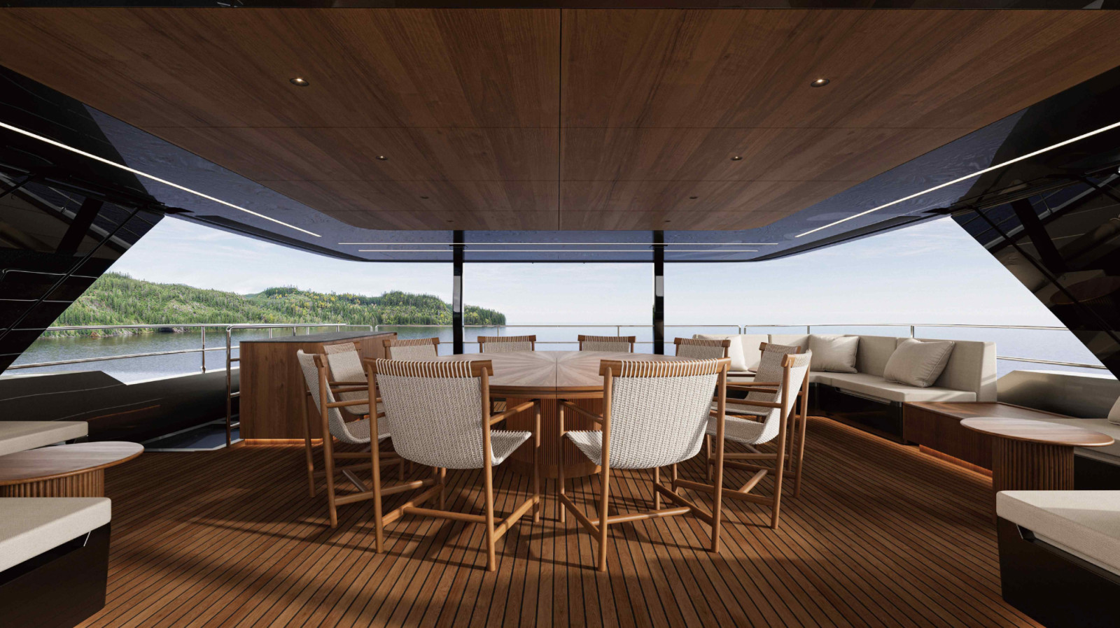 The rooftop terrace with a ten-seater dining table