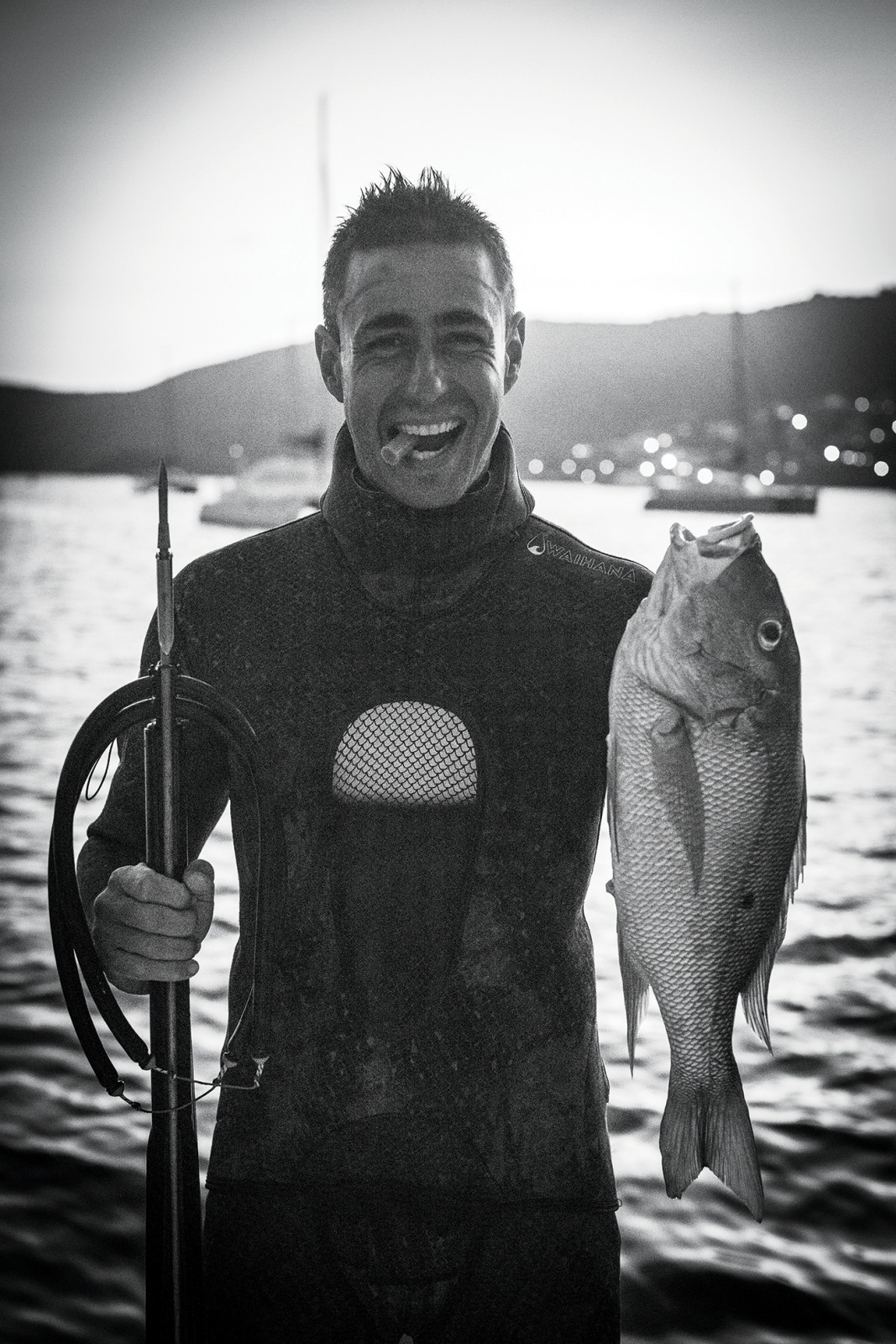 Zobel with his catch of the day in the Caribbean after two weeks at sea