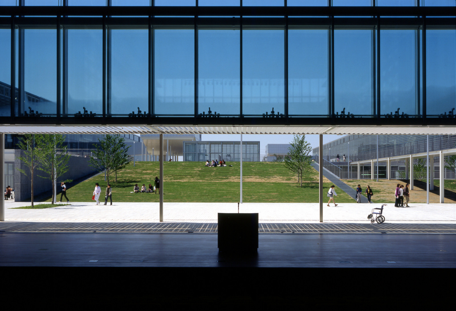 At ground level, the university dissolves barriers between indoors and out