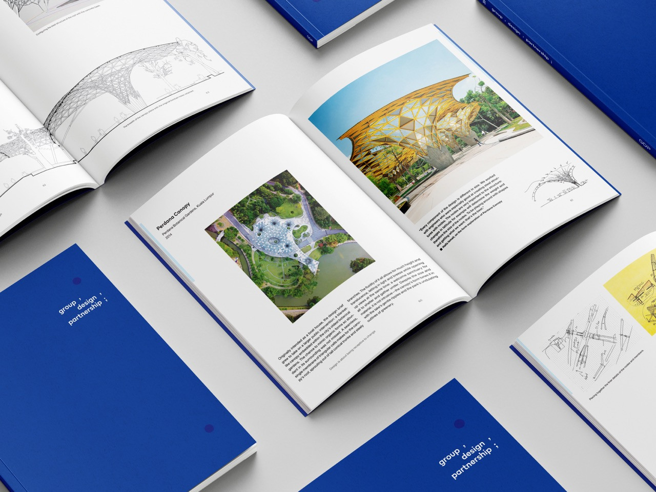 GDP Architects’ first publication, “group, design, partnership," showcases 35 years of architectural projects through detailed documentation, sketches, and photographs, serving as both an exhibition companion and a comprehensive monograph of the firm’s collaborative approach to Malaysian architecture