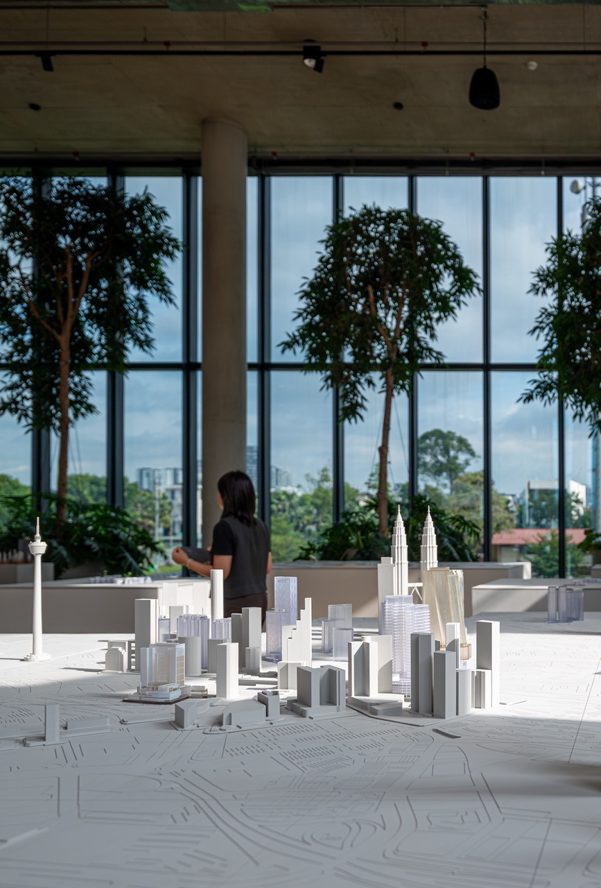 A detailed architectural model of Kuala Lumpur’s skyline, featuring the iconic Petronas Twin Towers, showcases GDP Architects’ significant contribution to shaping Malaysia’s urban landscape over 35 years of practice