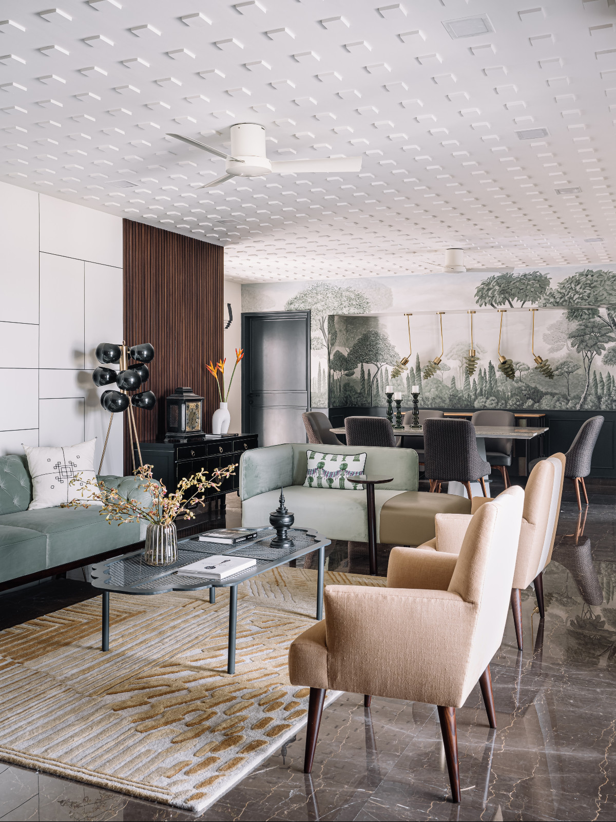 The living room in a Chennai, India home designed by Chestnut Storeys