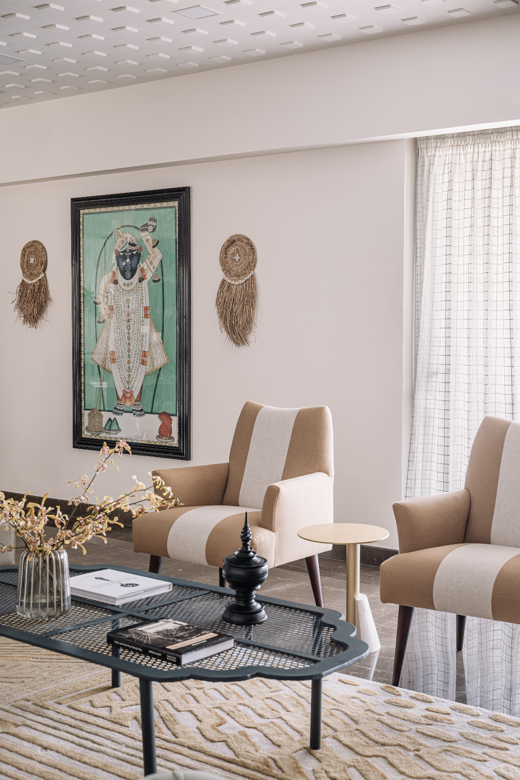 The living room in a Chennai, India home designed by Chestnut Storeys