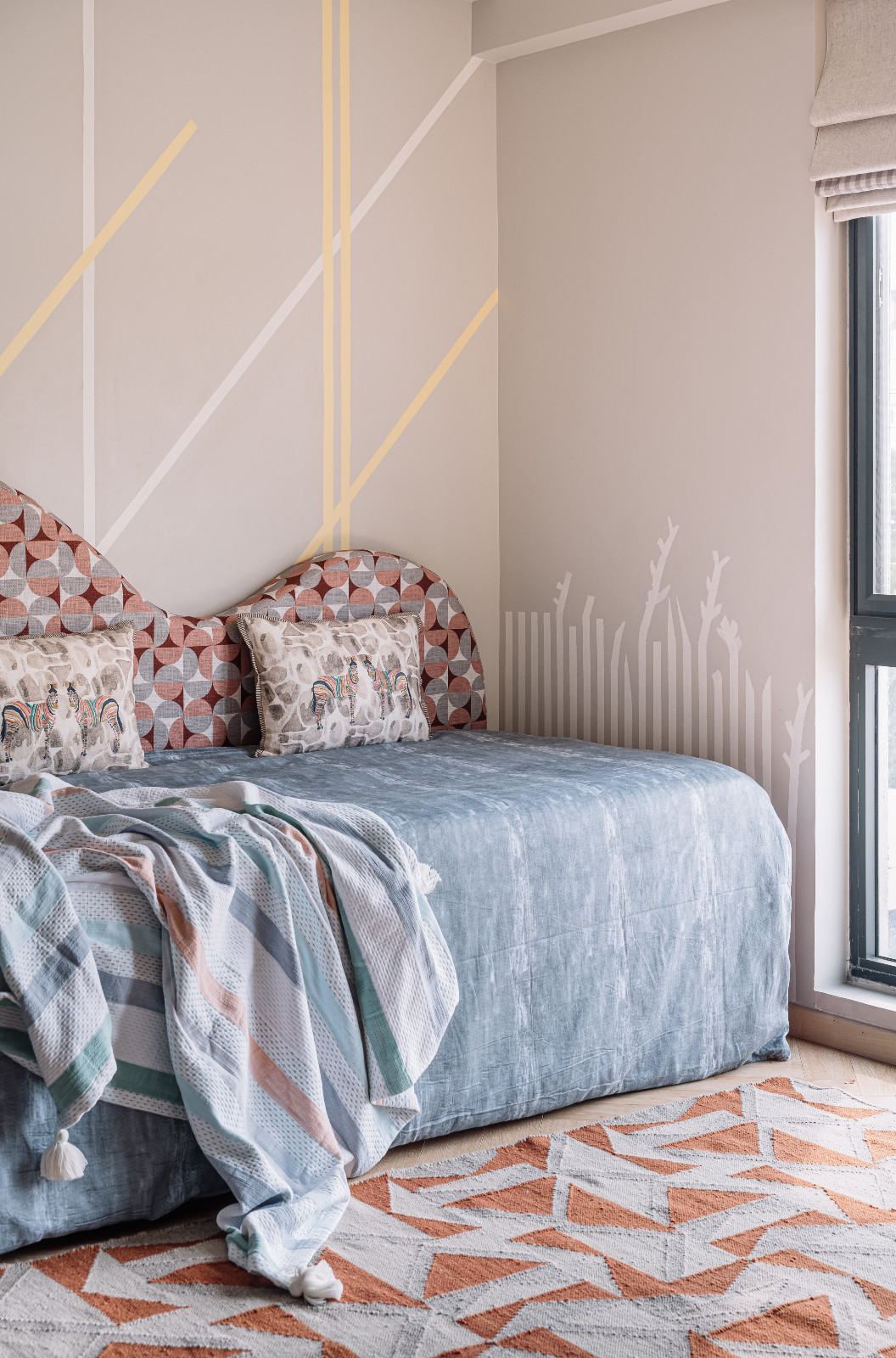 The bedroom in a Chennai, India home designed by Chestnut Storeys