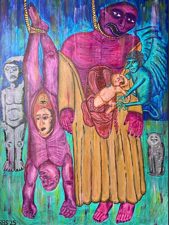 BB Suralta's “A Topography of Betrayal” (2025) Acrylic on Canvas, 36 x 48 inches
