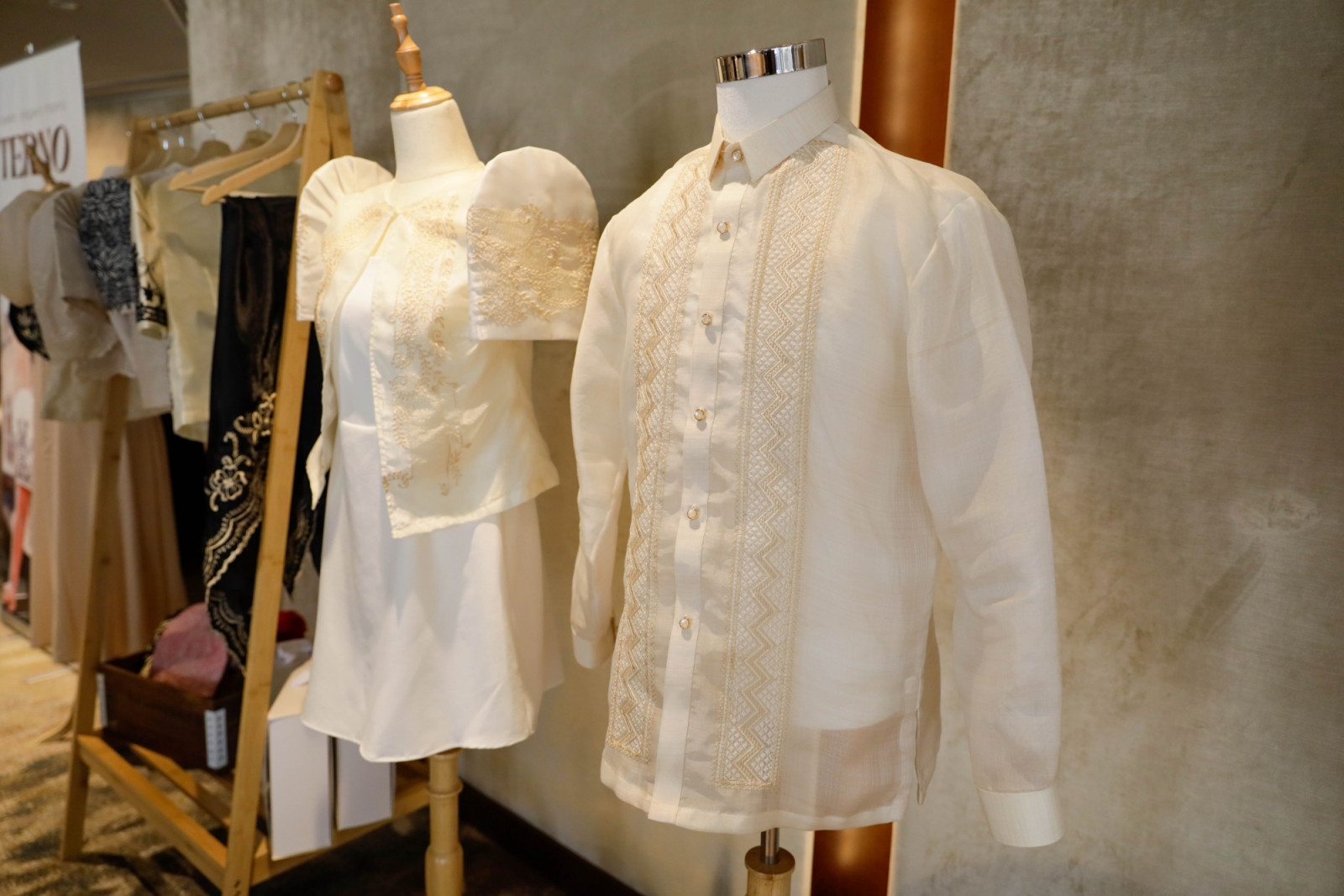 Terno and Barong Tagalog on display at the ‘Segunda Pulo’ exclusive screening  (Photo: courtesy of the Carrot Brand)