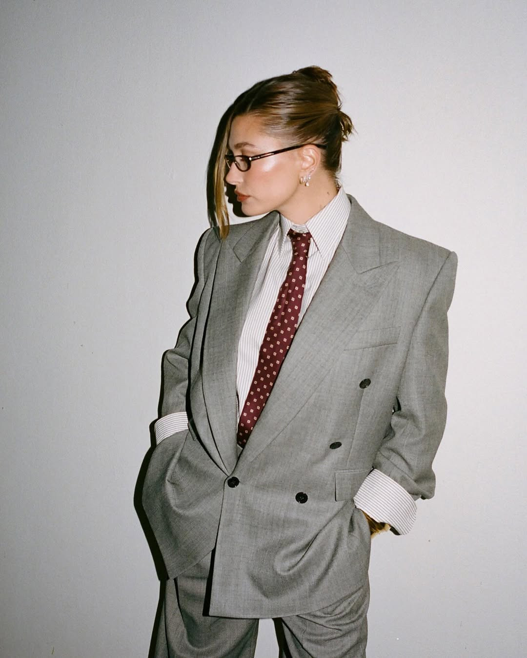 Coordinated layers create a thoughtful, composed profile. (Photo: Hailey Bieber / Instagram)