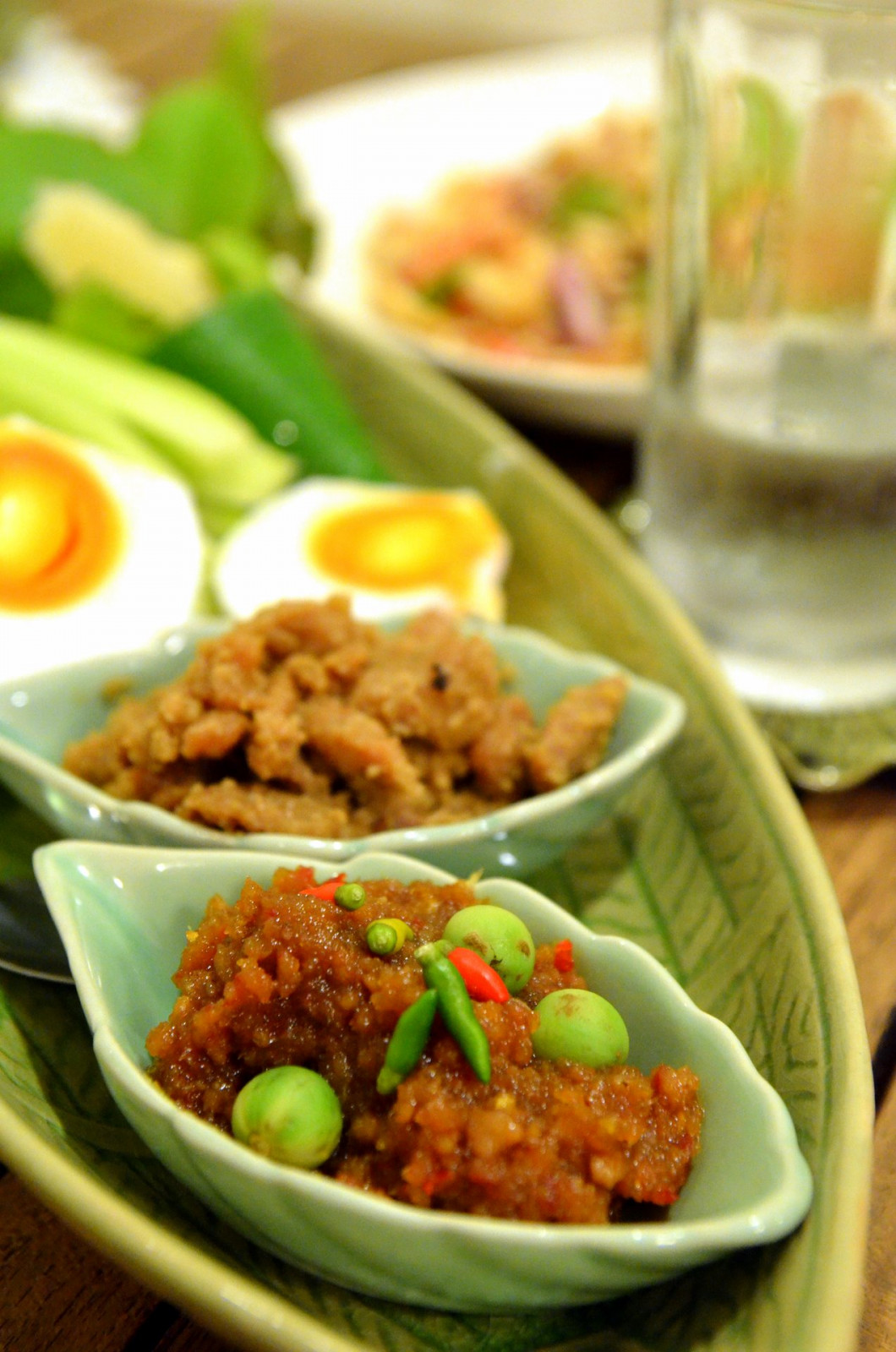 Thai condiments called nam prik.