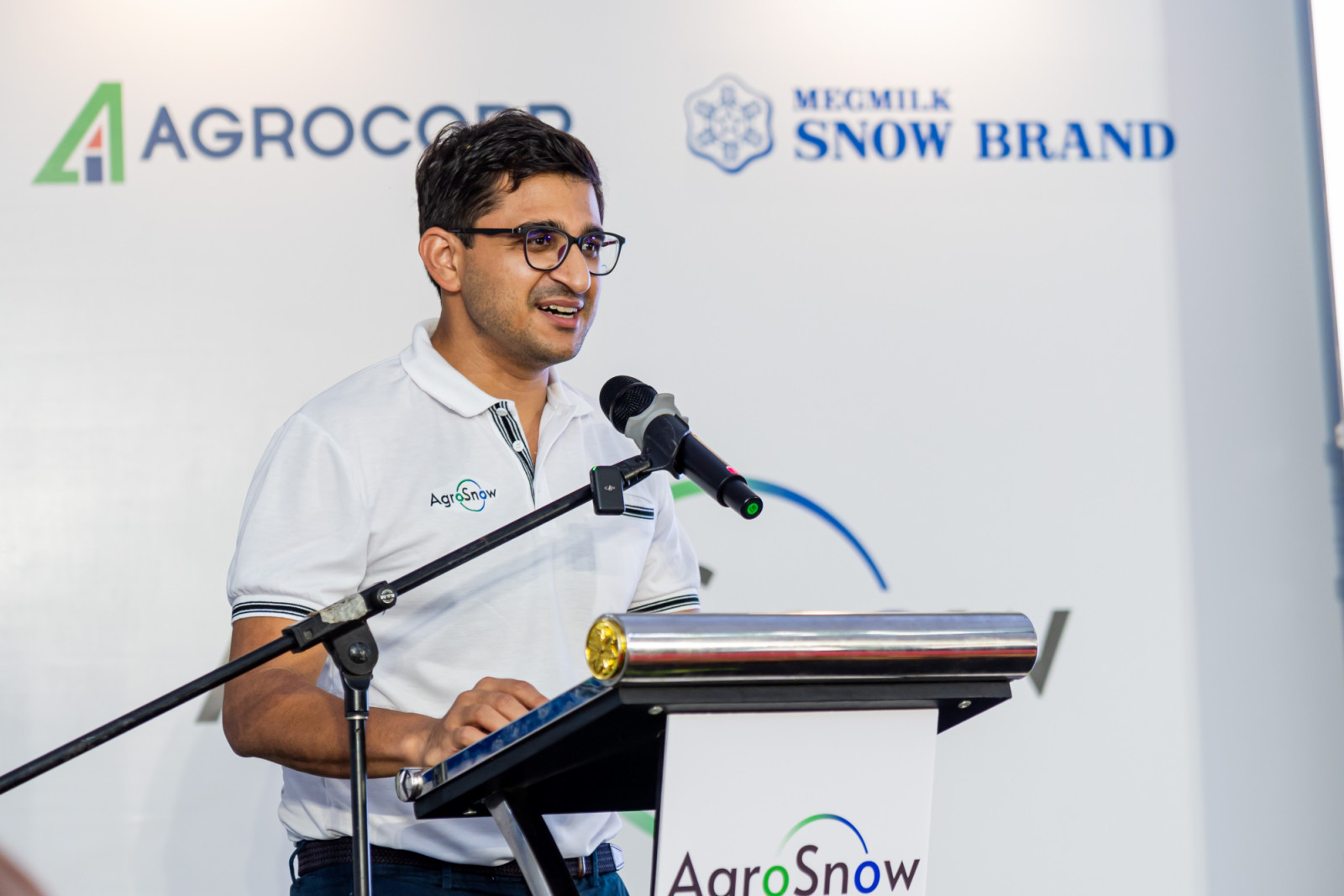 Vishal Vijay at the launch of AgroSnow, a collaboration between Agrocorp and Megmilk Snow Brand