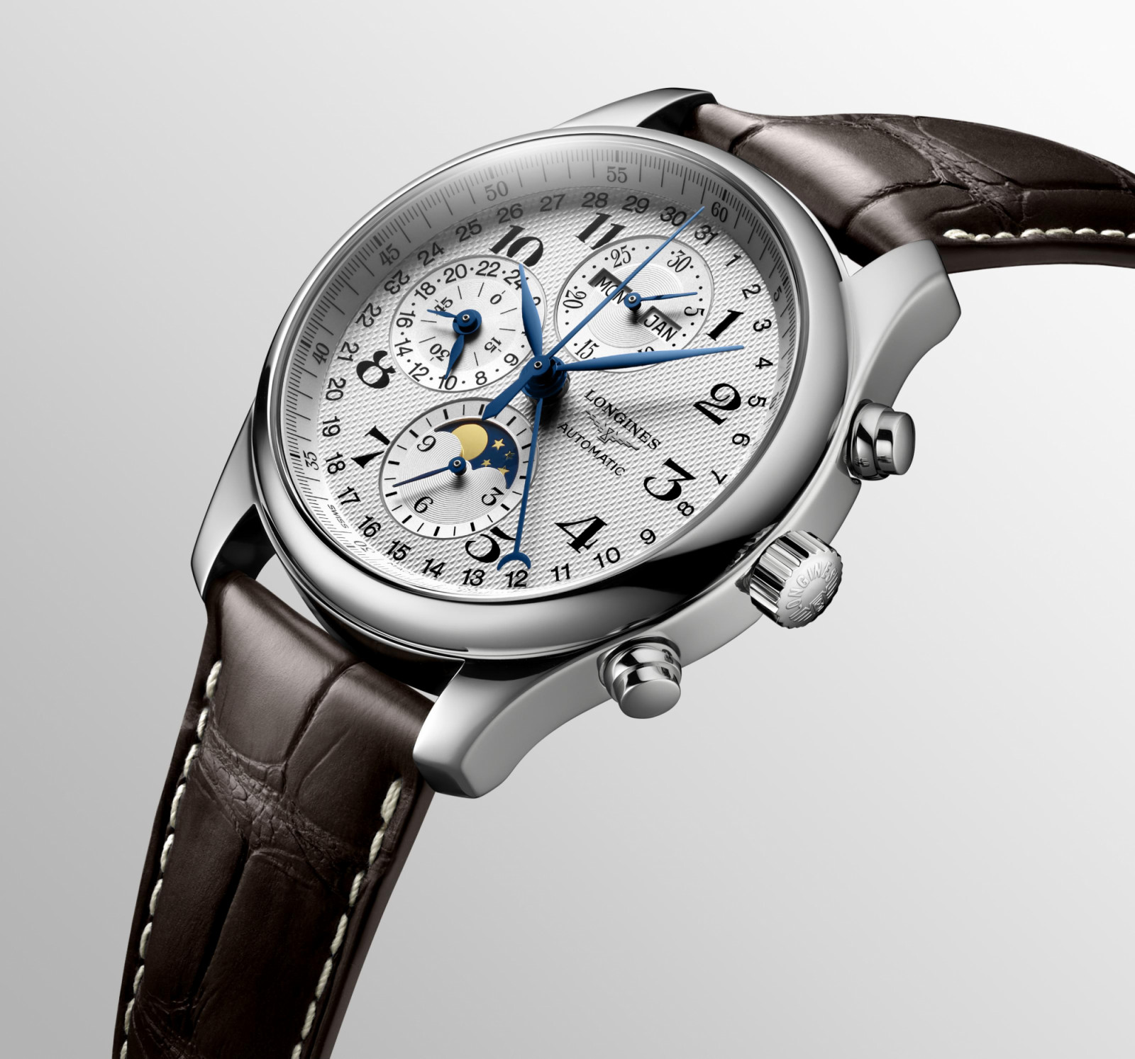 Longines’ rich history in watchmaking has allowed it to diversify its offerings, including the Master Collection Chrono Moonphase, one of its most technically sophisticated timepieces