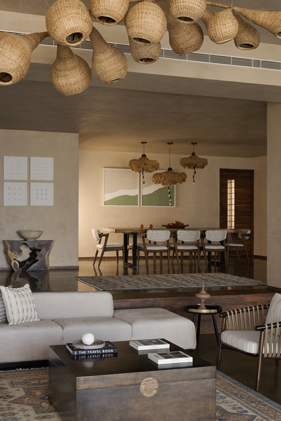 A glimpse of the open floor plan in a Chennai, India home designed by Amrita Thomas