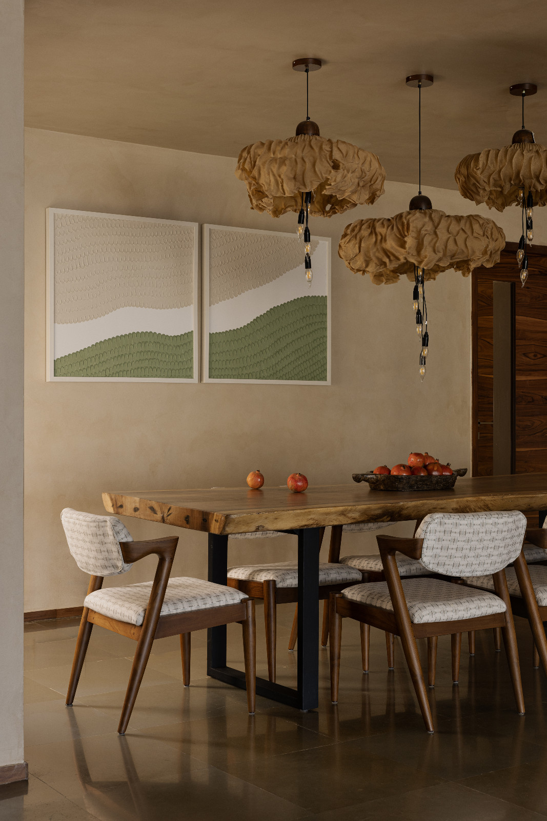 Exploring the tranquil details of the dining room in a Chennai, India home designed by Amrita Thomas