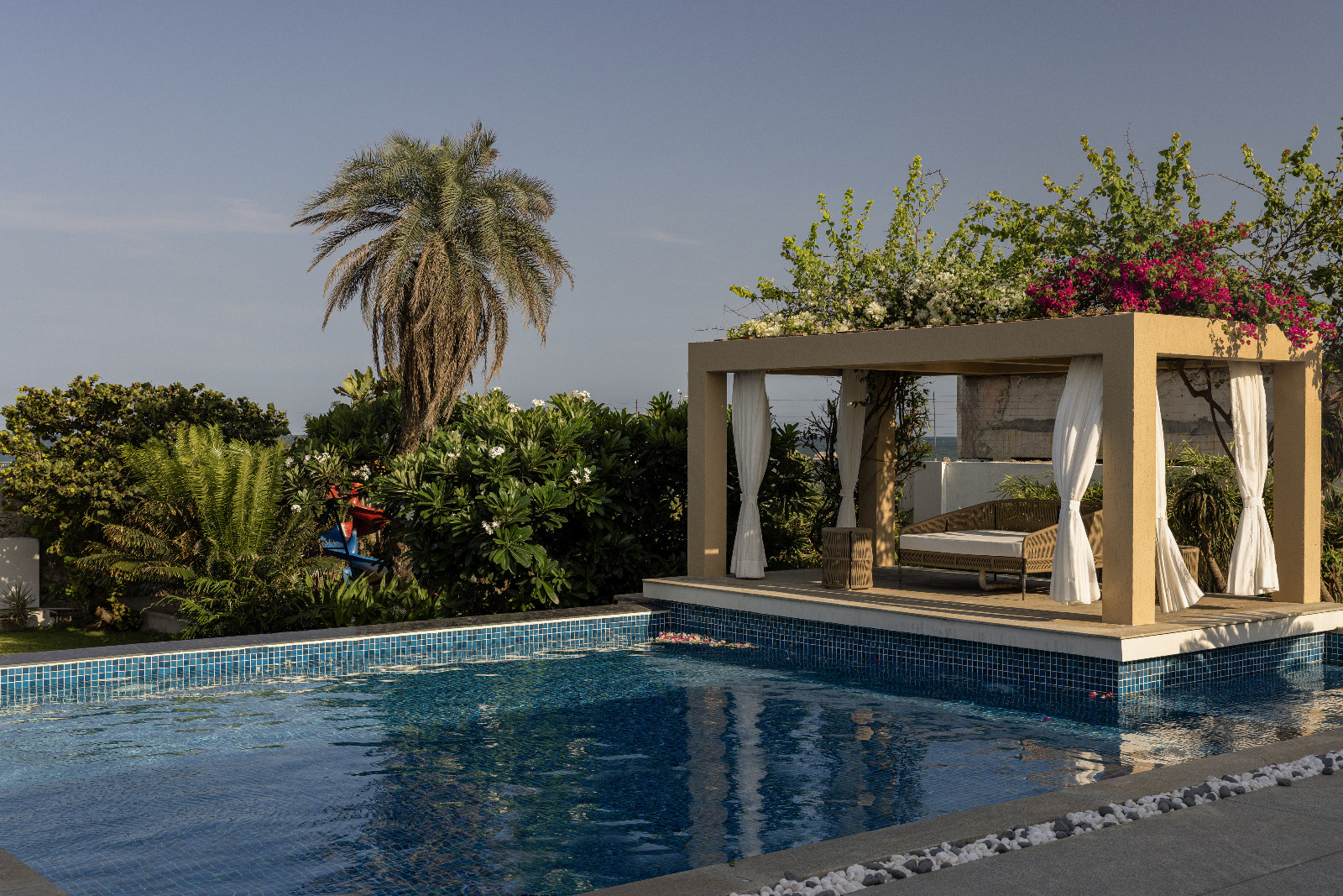 The outdoor area of a Chennai, India home designed by Amrita Thomas