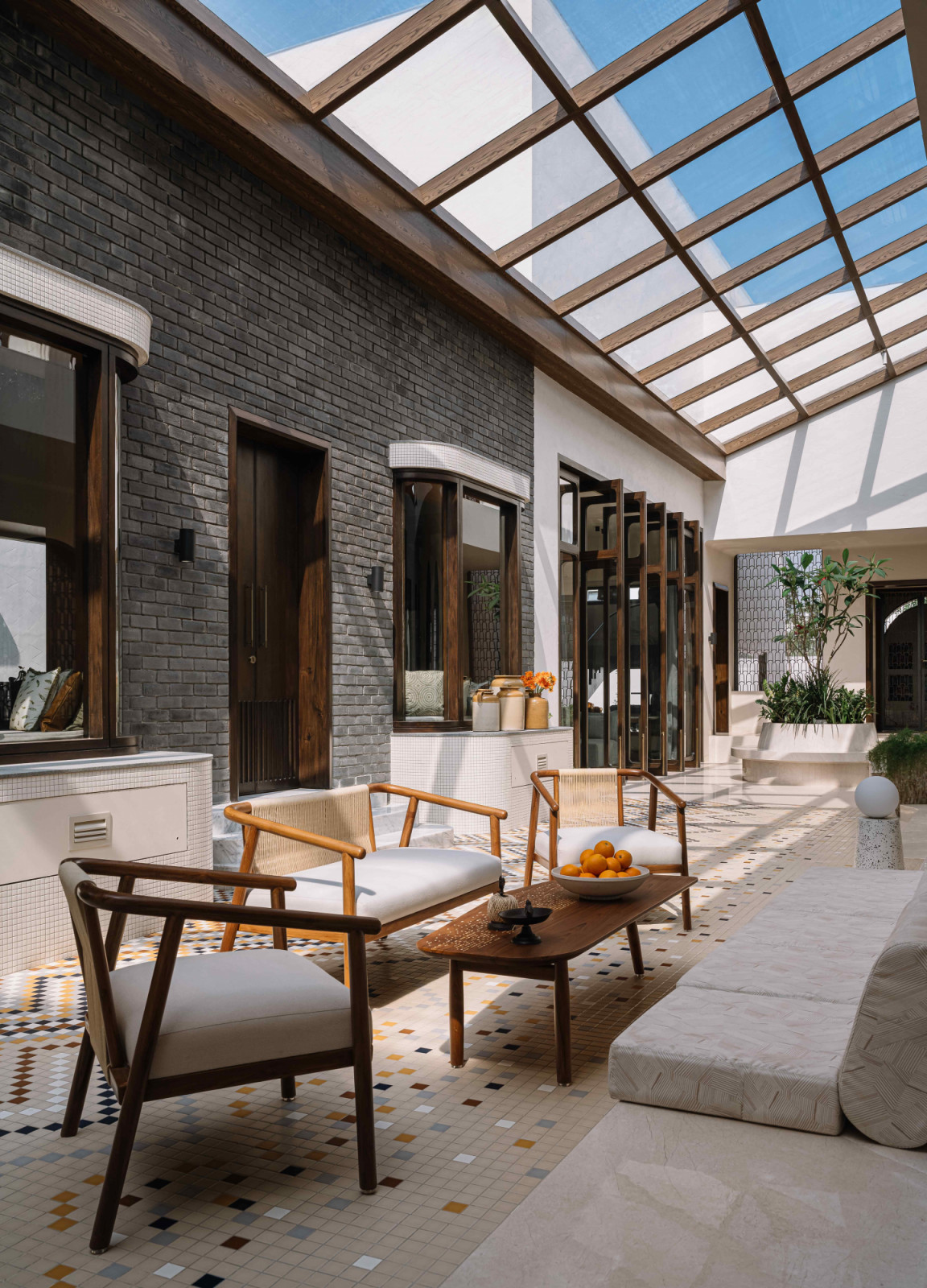 The central courtyard is the heart of the home