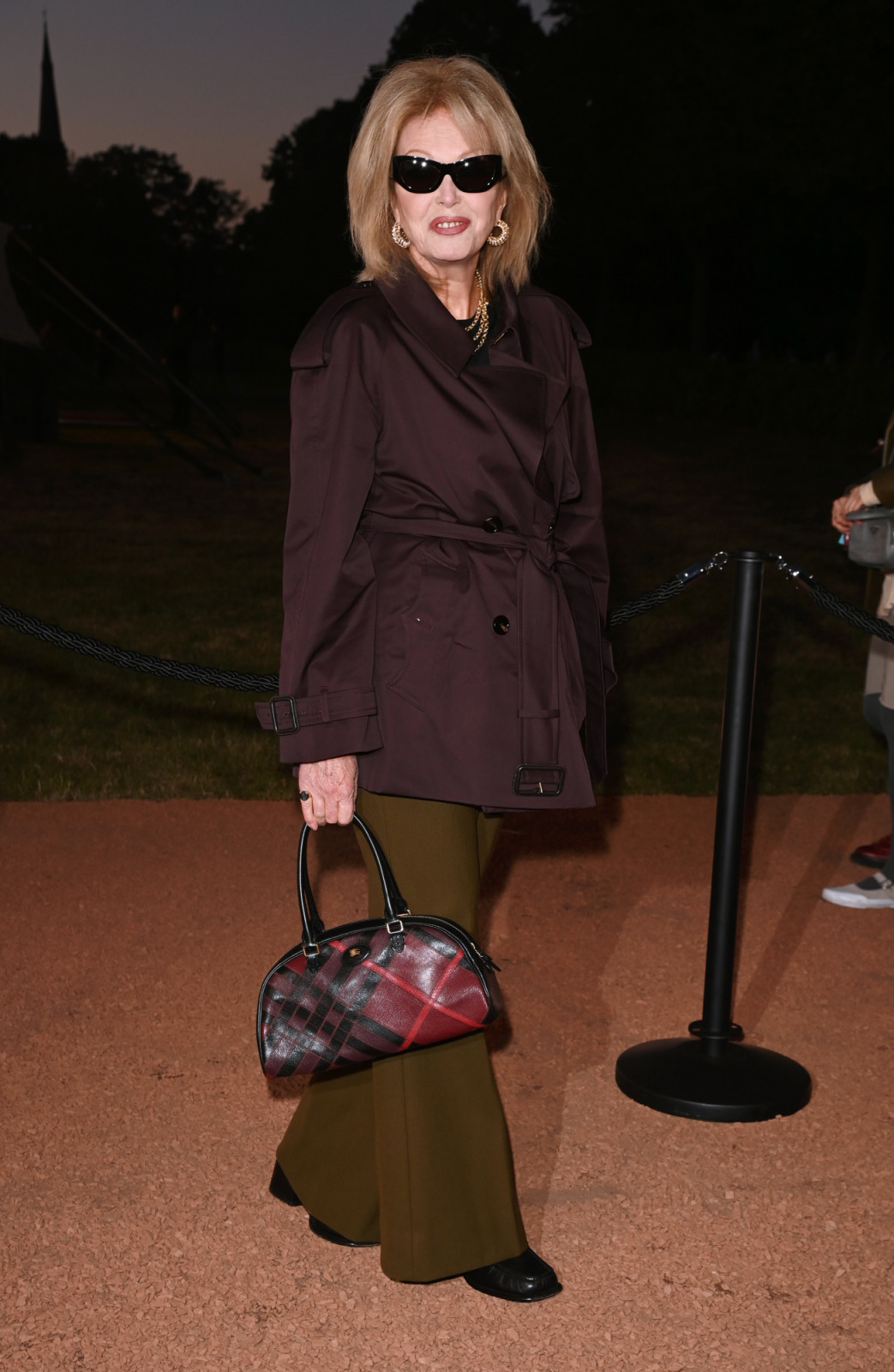 LONDON, ENGLAND - SEPTEMBER 22: Joanna Lumley arrives at the Burberry Summer 2026 show during London Fashion Week on September 22, 2025 in London, England. 

Photo by Dave Benett