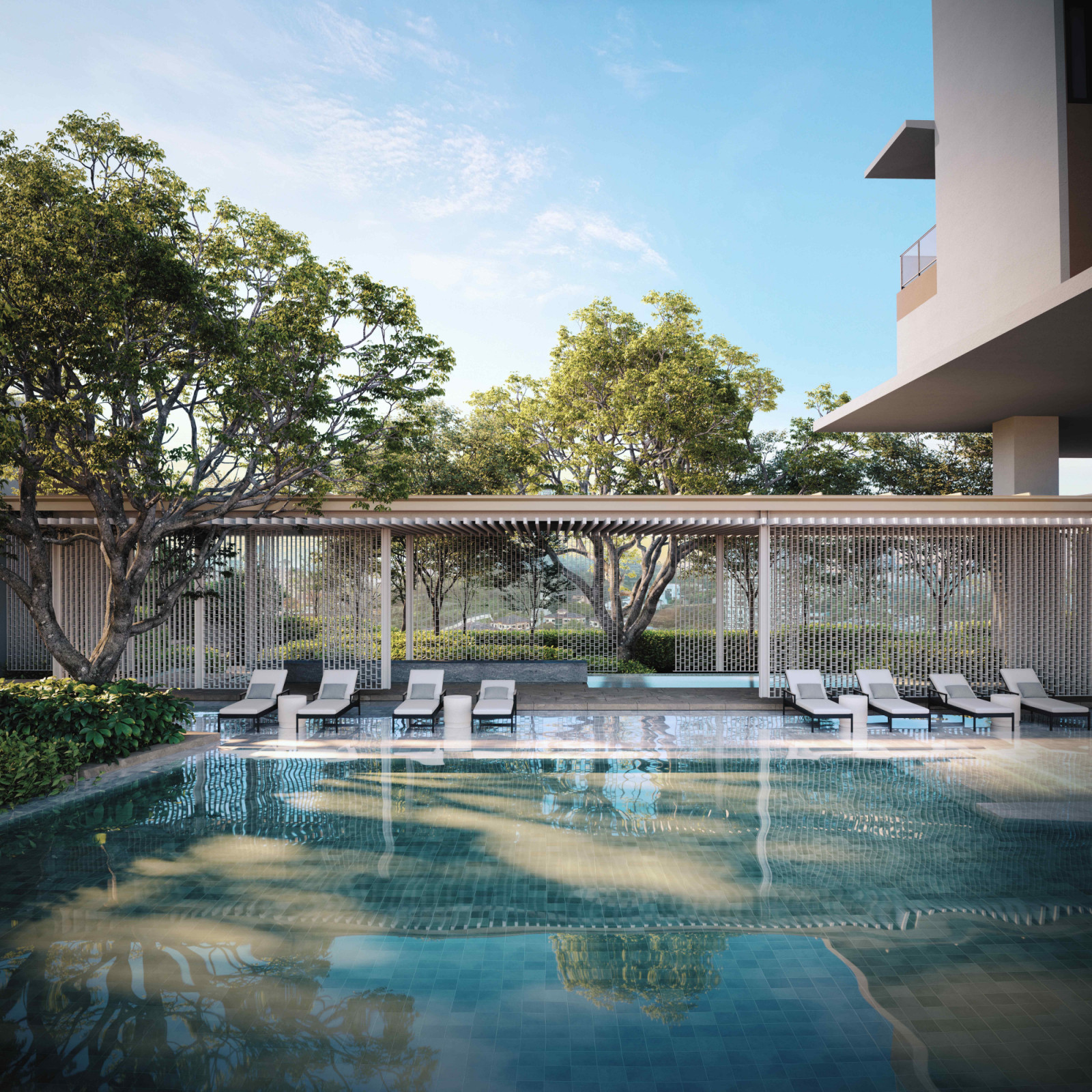 The heated saltwater pool