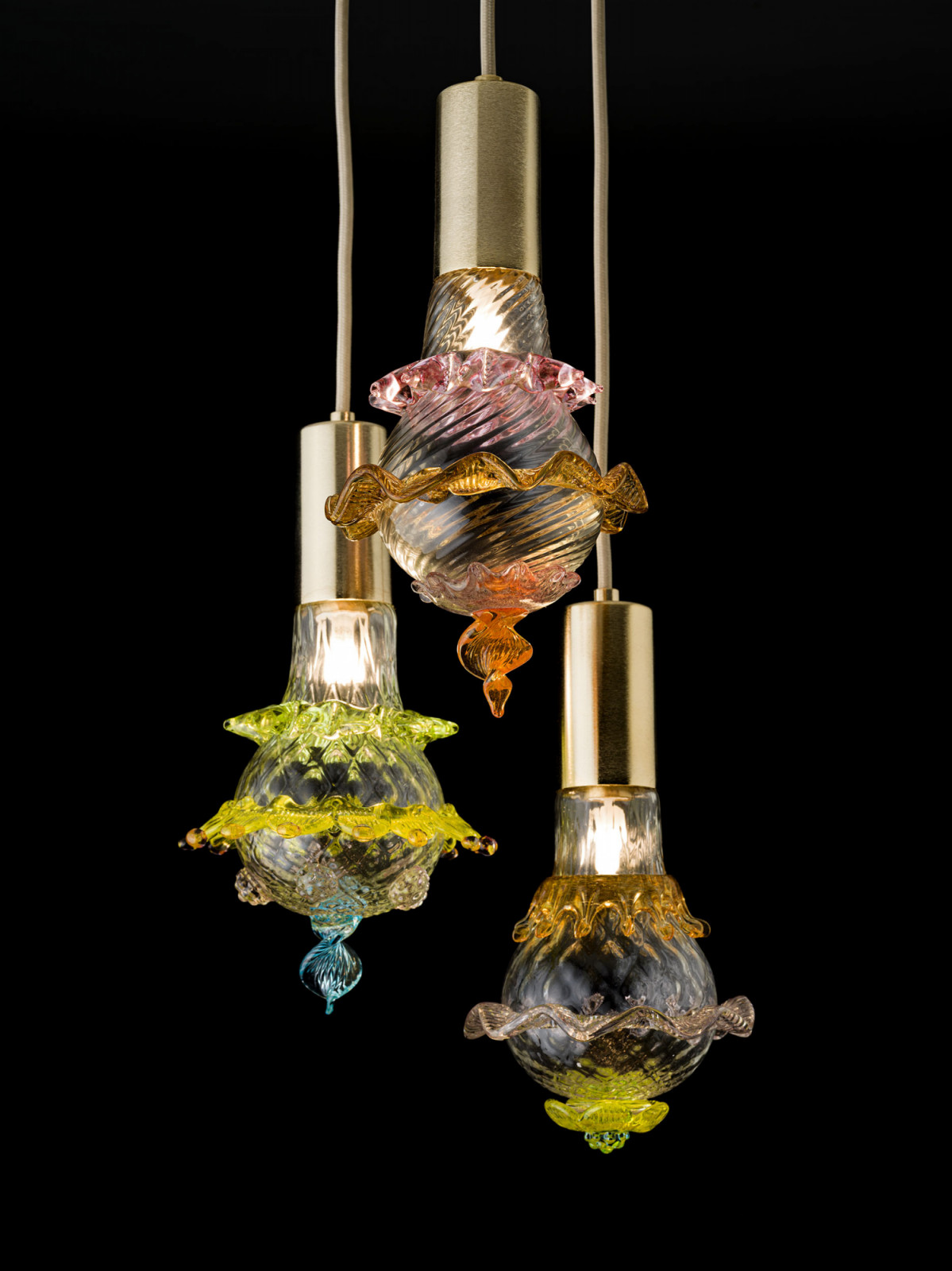 The Murano Bulbs by Marcantonio, each presents a unique decorative charm