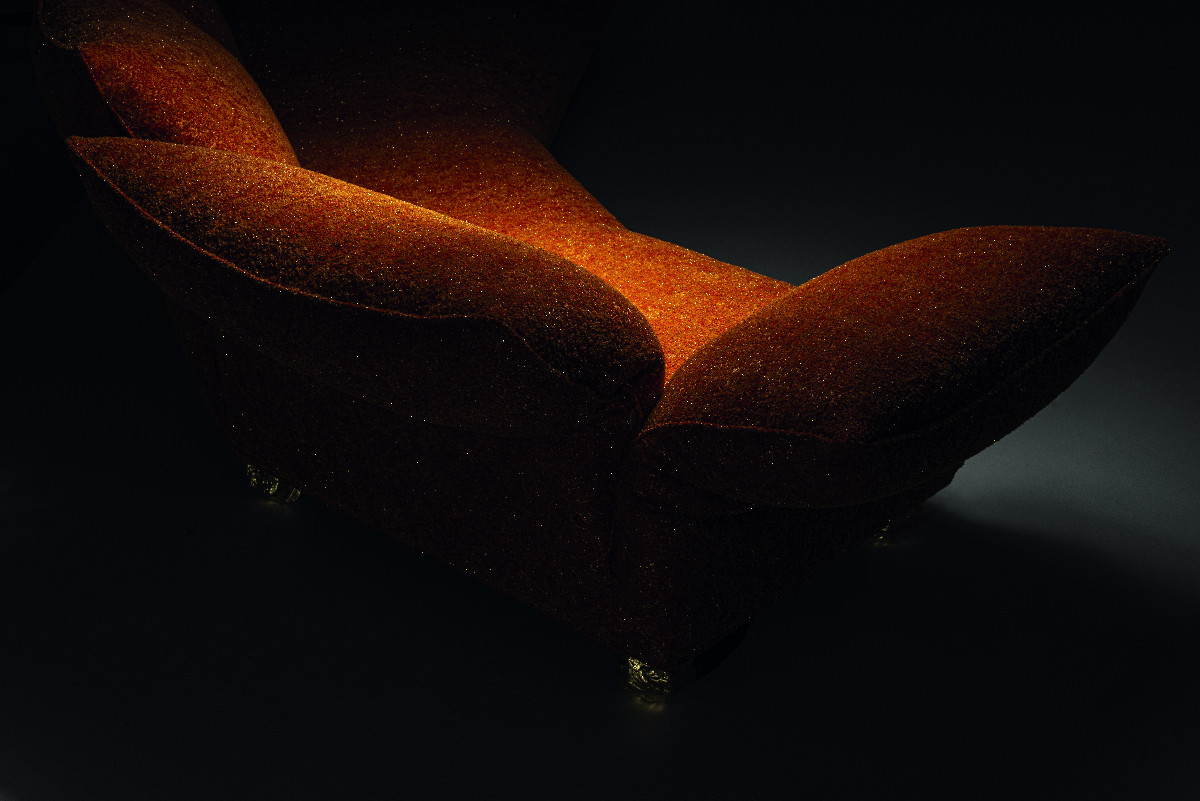 Close-up of Edra’s Gem upholstery in gold