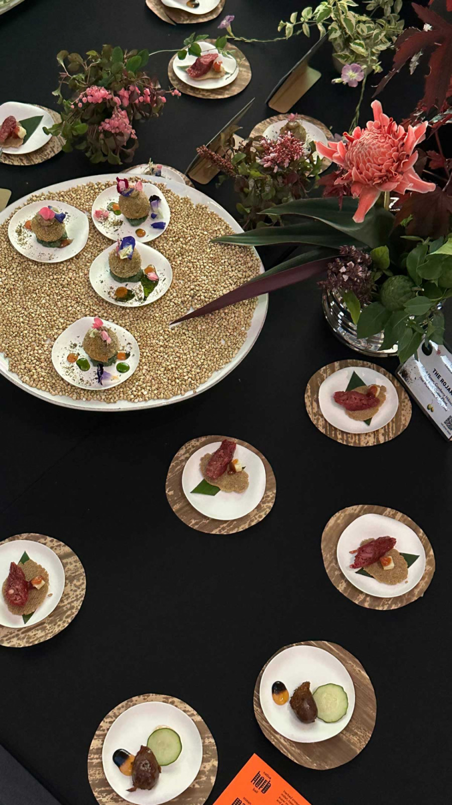 Fruit Salami, Native Herb Ball and Beef Tongue Bratwurst set out for a public tasting session during Singapore Design Week 2025 (Photo: UgliSabi)