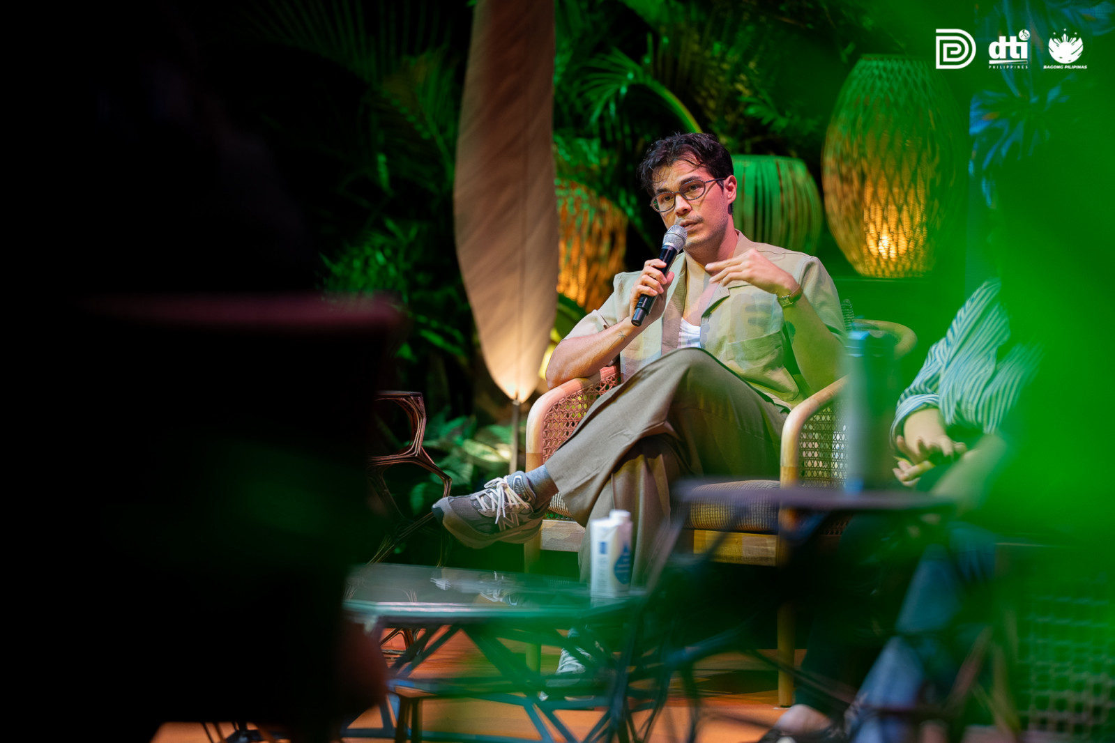 Erwan Heussaff speaking during a panel discussion at the DTI Design Center of the Philippines' ninth International Design Conference, entitled "Holding The Whole"