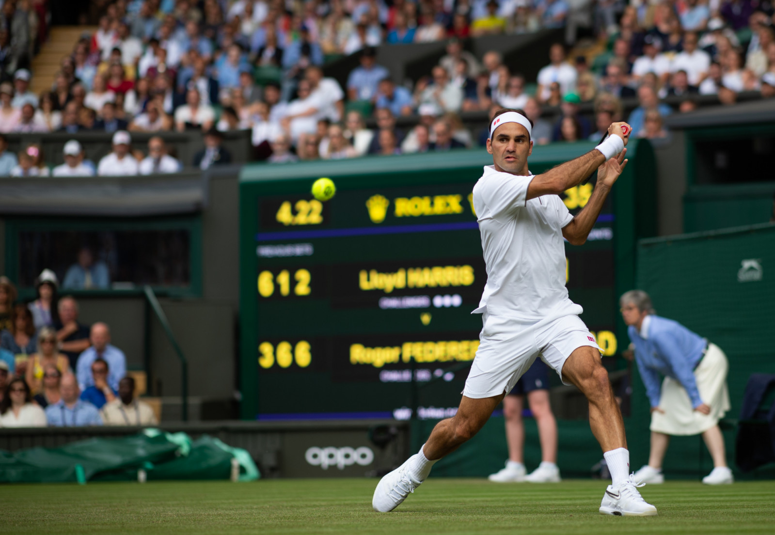 Tennis icon Roger Federer at Wimbledon Centre Court in 2019