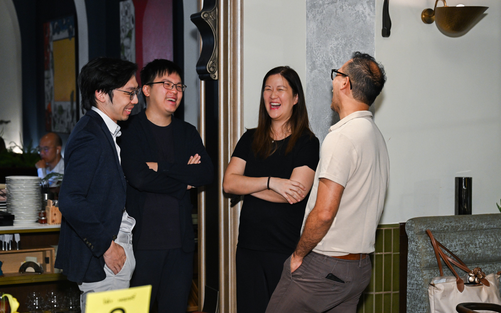 Justin Chan, founder and CEO of Gense Technologies; Calvin Cheng, founder and CEO of Wizpresso; Bianca Ho, co-founder and COO of Wati; and Ankit Suri, co-founder of Planto, share a conversation (Photo: Tatler Hong Kong)