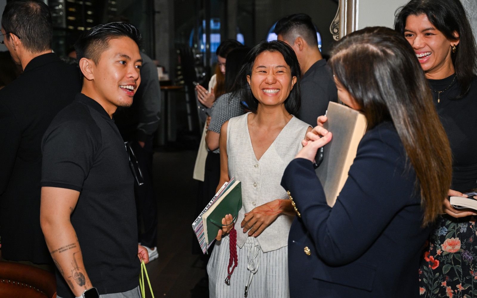 Justin Chan, founder and CEO of Gense Technologies; Calvin Cheng, founder and CEO of Wizpresso; Ho, co-founder and COO of Wati; and Ankit Suri, co-founder of Planto, share a conversation (Photo: Tatler Hong Kong)
