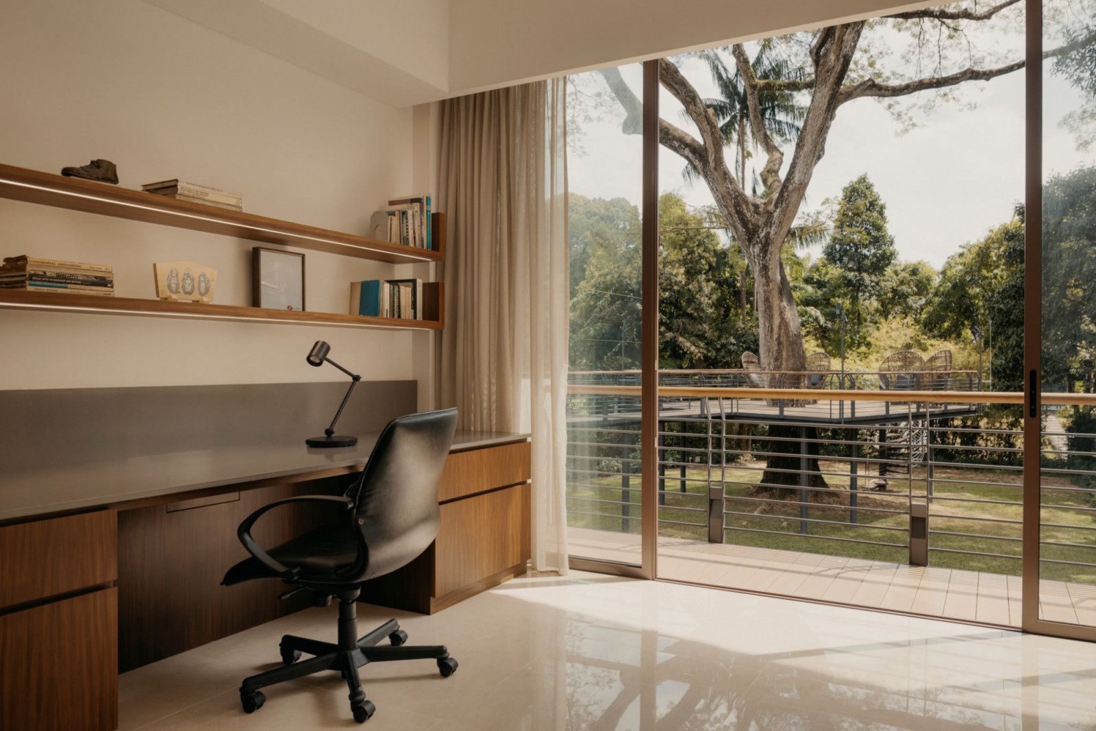 A view of the rain tree from Kwon Cjan’s study