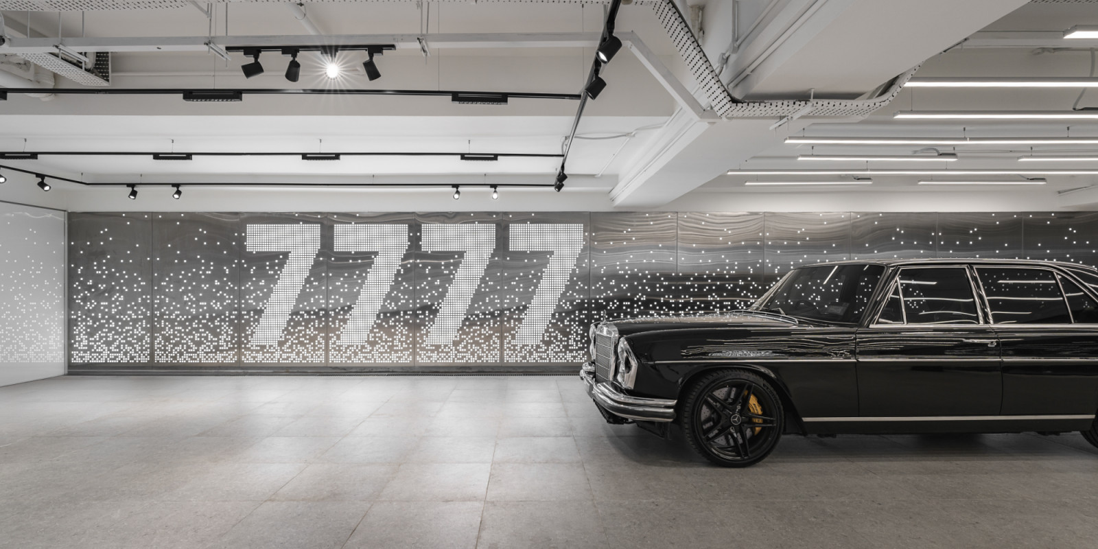 Custom LED displays in the garage can be programmed to create personalised patterns