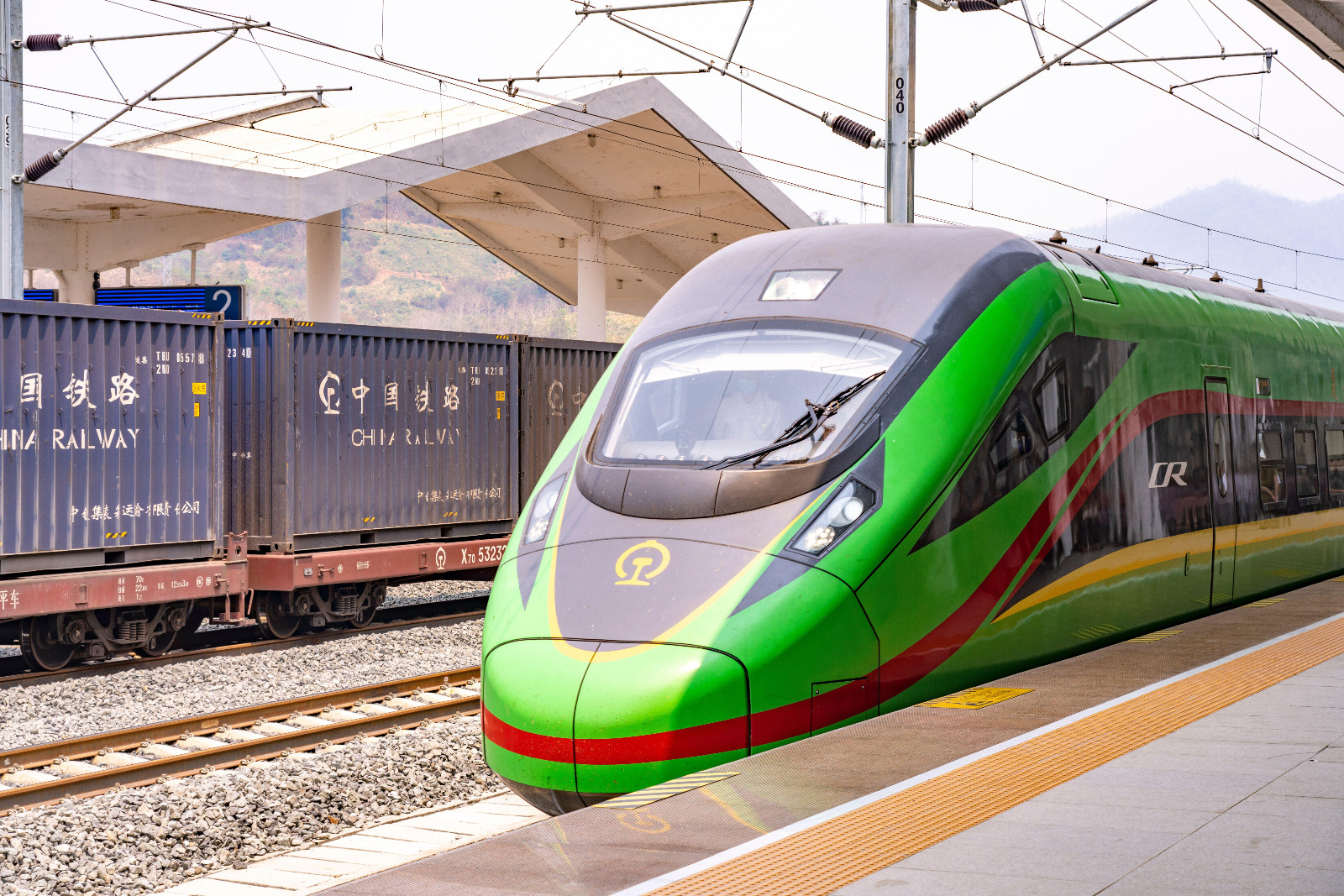 2X67KBE China-Laos Railway express train at Luang Prabang station, Laos, Asia