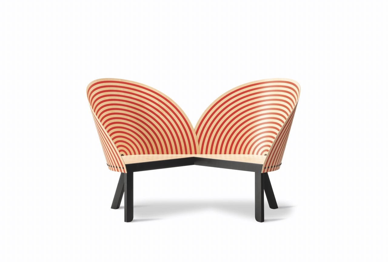 Fredericia relaunches Nanna Ditzel’s 1989 Bench for Two in bold colours