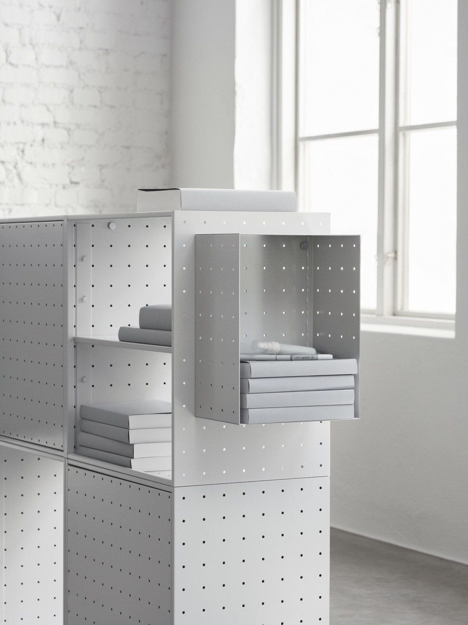 Center Center offers flexible pegboard-style storage options