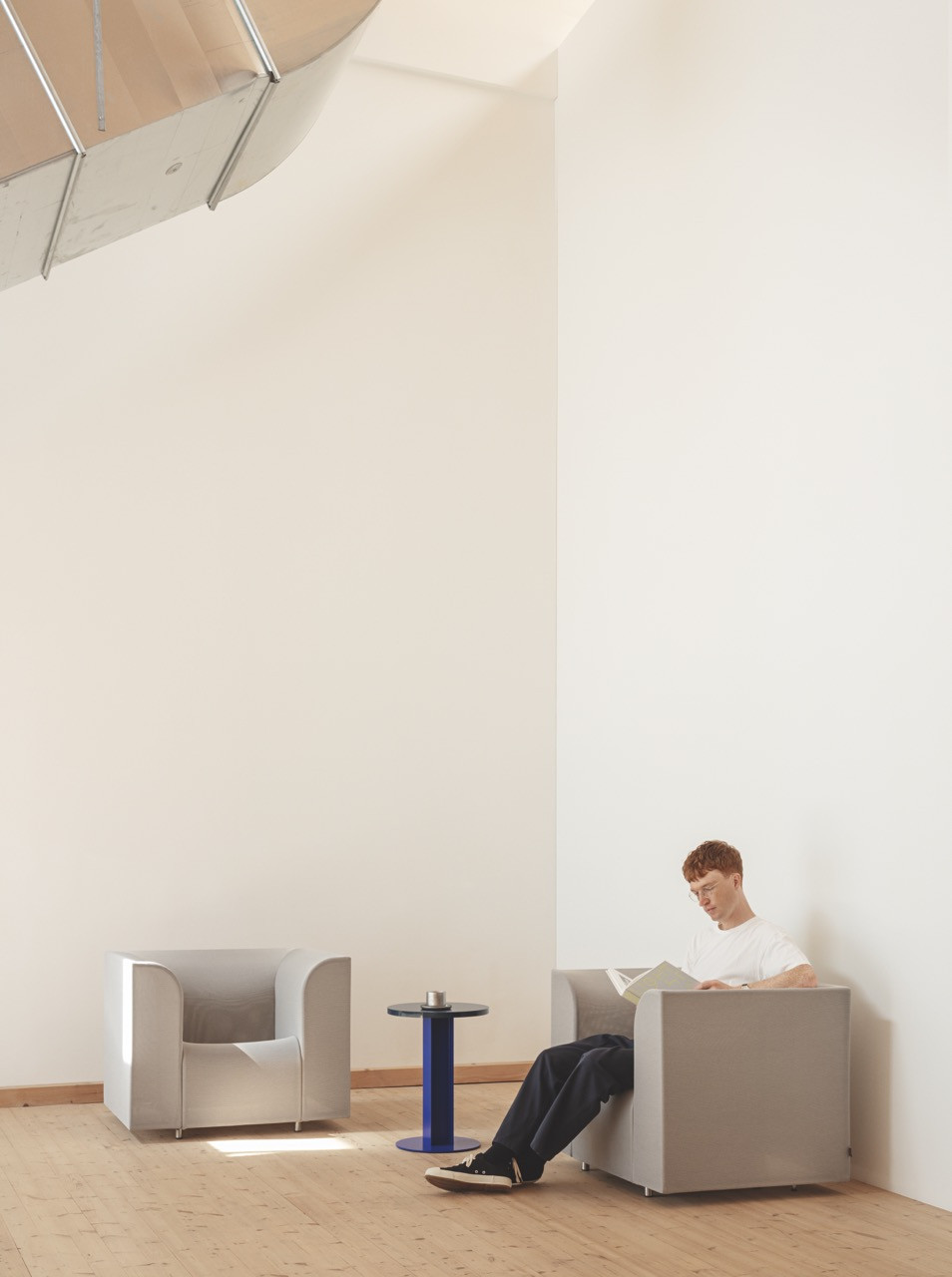 Boris Berlin’s Shrinx Easy Chair for +Halle replaces PU foam with a self-supporting textile