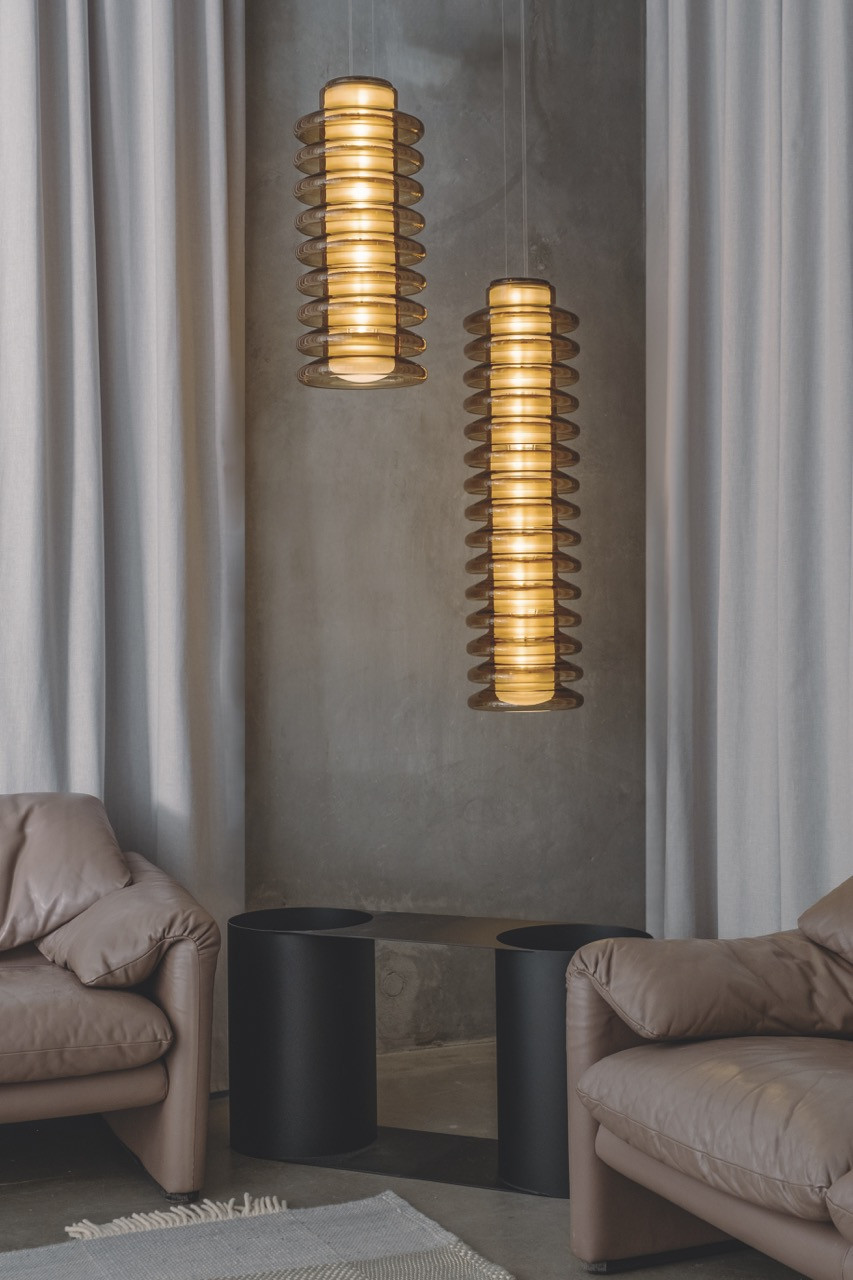 A-N-D’s Pace pendant plays with diffused 
light and materials