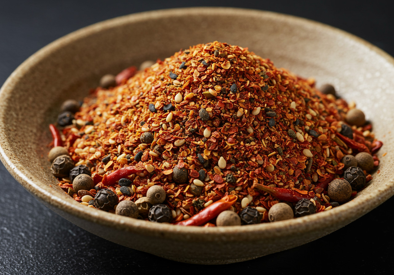 A staple at ramen shops across Japan, this seven-ingredient chilli mix adds fragrance, heat and texture with just a pinch. (Photo: AI-generated image)