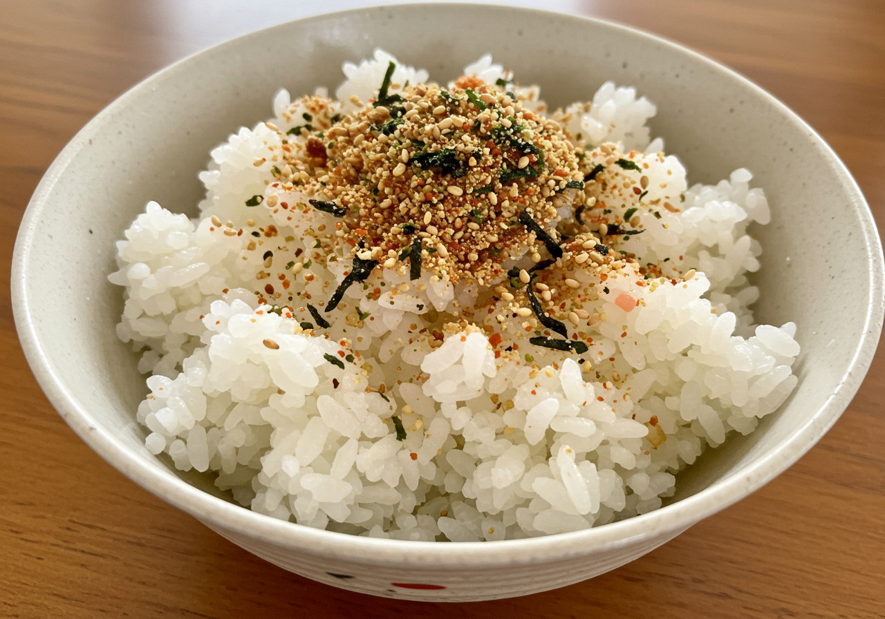 A crunchy seasoning of seaweed, sesame and dried fish that instantly upgrades plain rice or vegetables with umami depth. (Photo: AI-generated image)