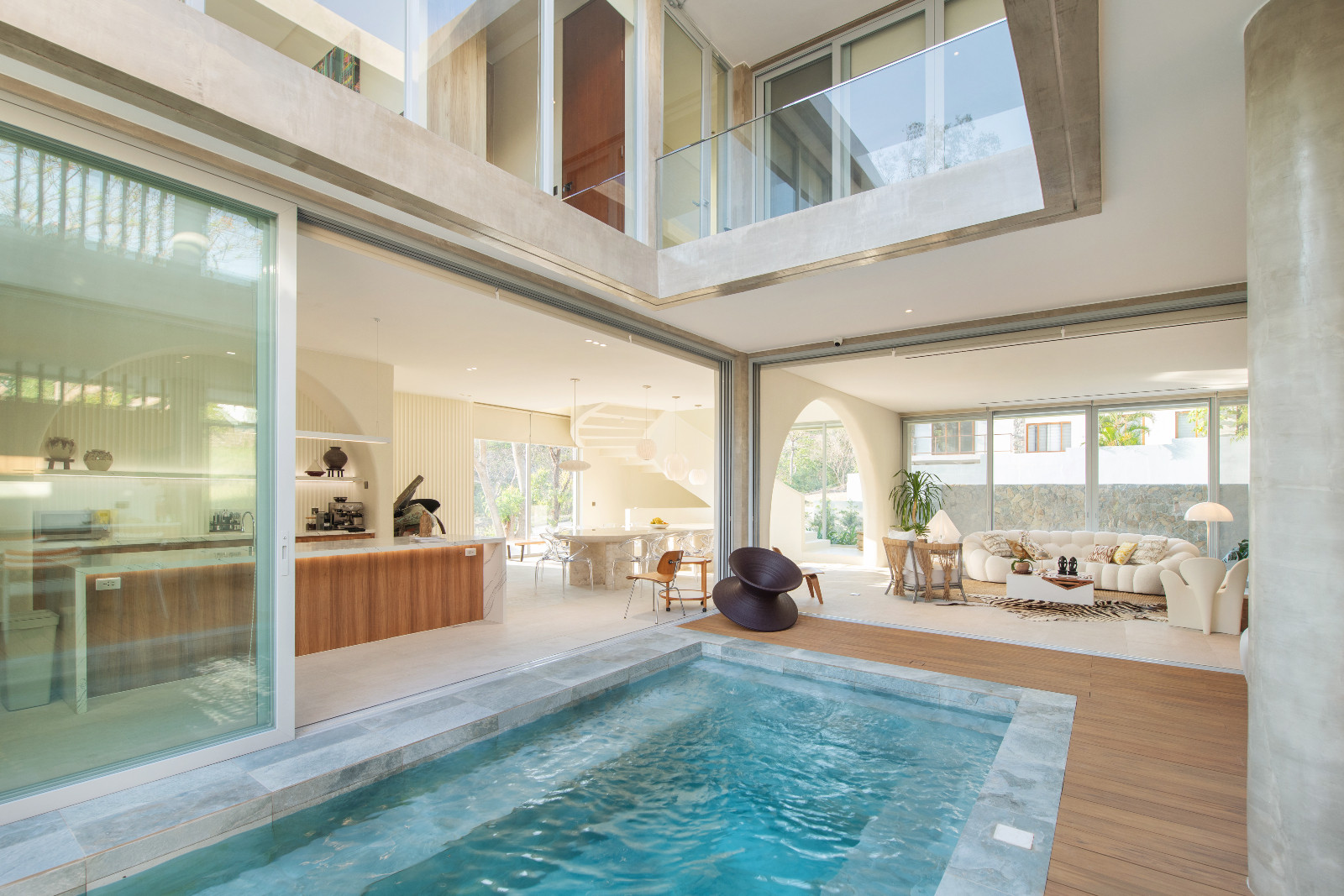 The pool on the ground floor of the Cove House by Brioarc Design Studio, located in Nasugbu, Batangas