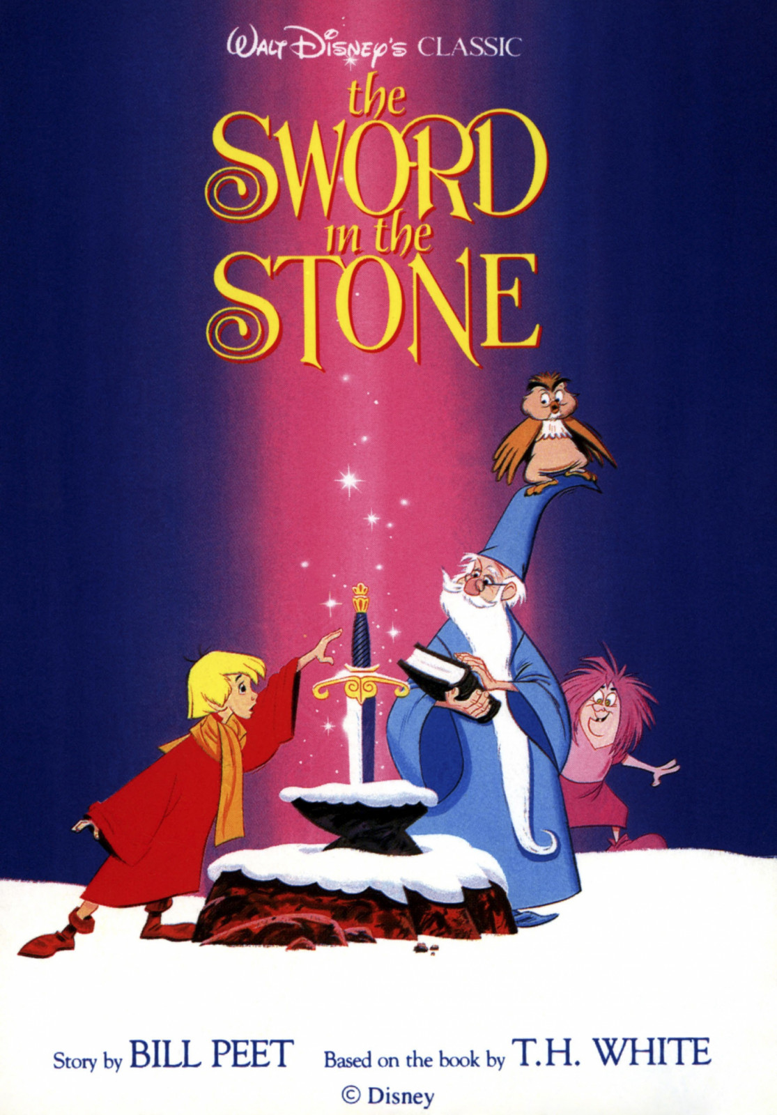 The Sword In The Stone, poster, from left: King Arthur (aka Wart), Merlin, Archimedes, Madam Mim, 1963. (Photo by LMPC via Getty Images)
