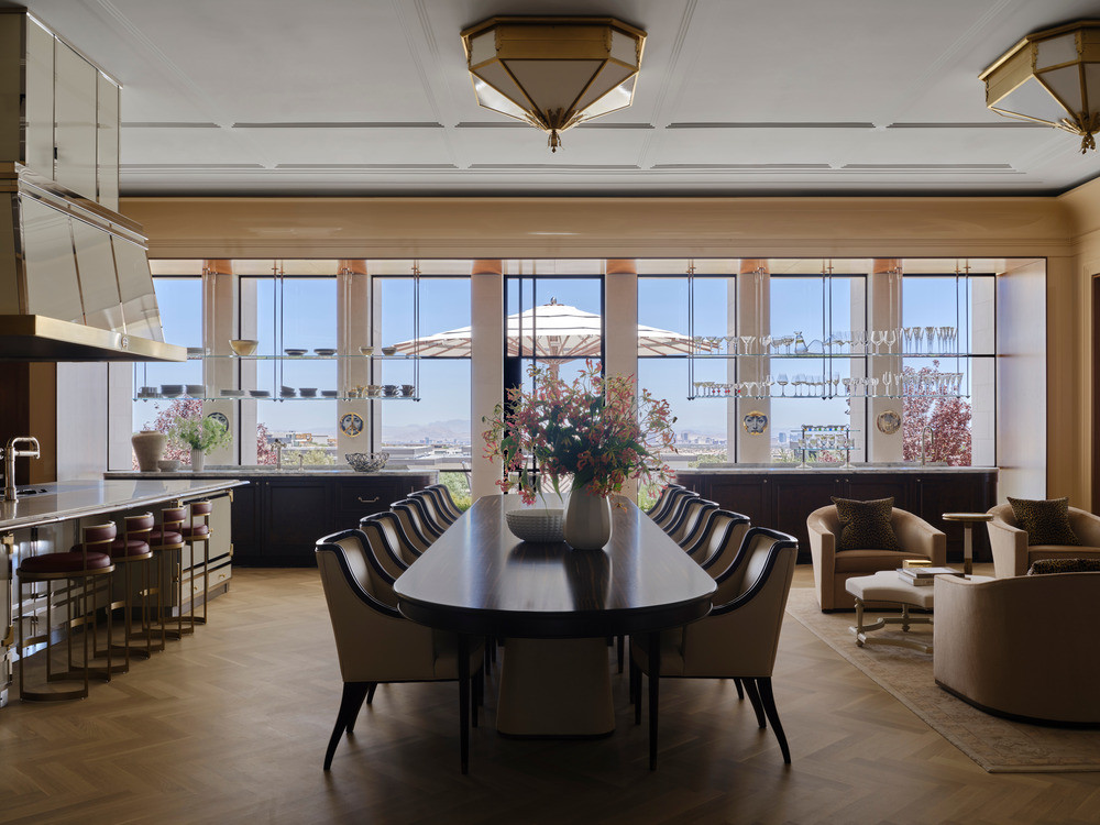 The expansive bar area exudes modern elegance with a wink of playful indulgence