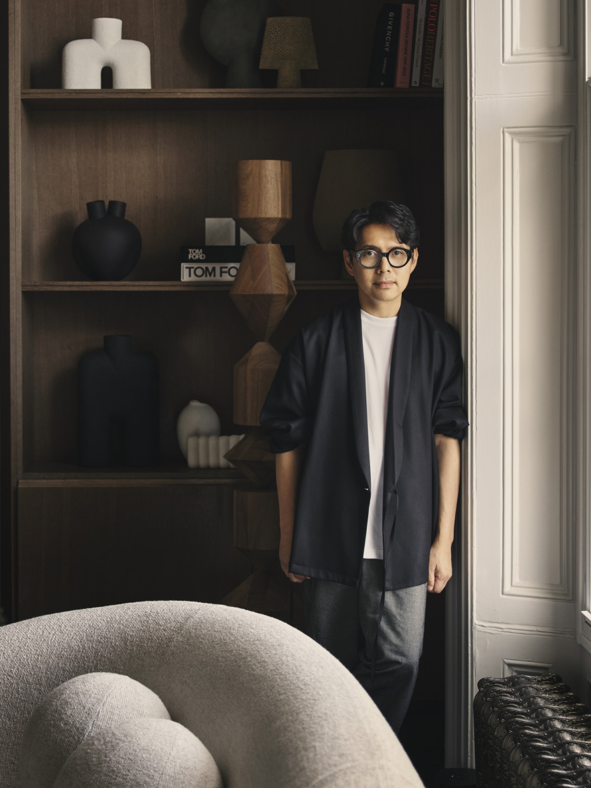 Designer Rodney Alday in the living room of a Dublin, Ireland home he restored with the Maison RA-D team