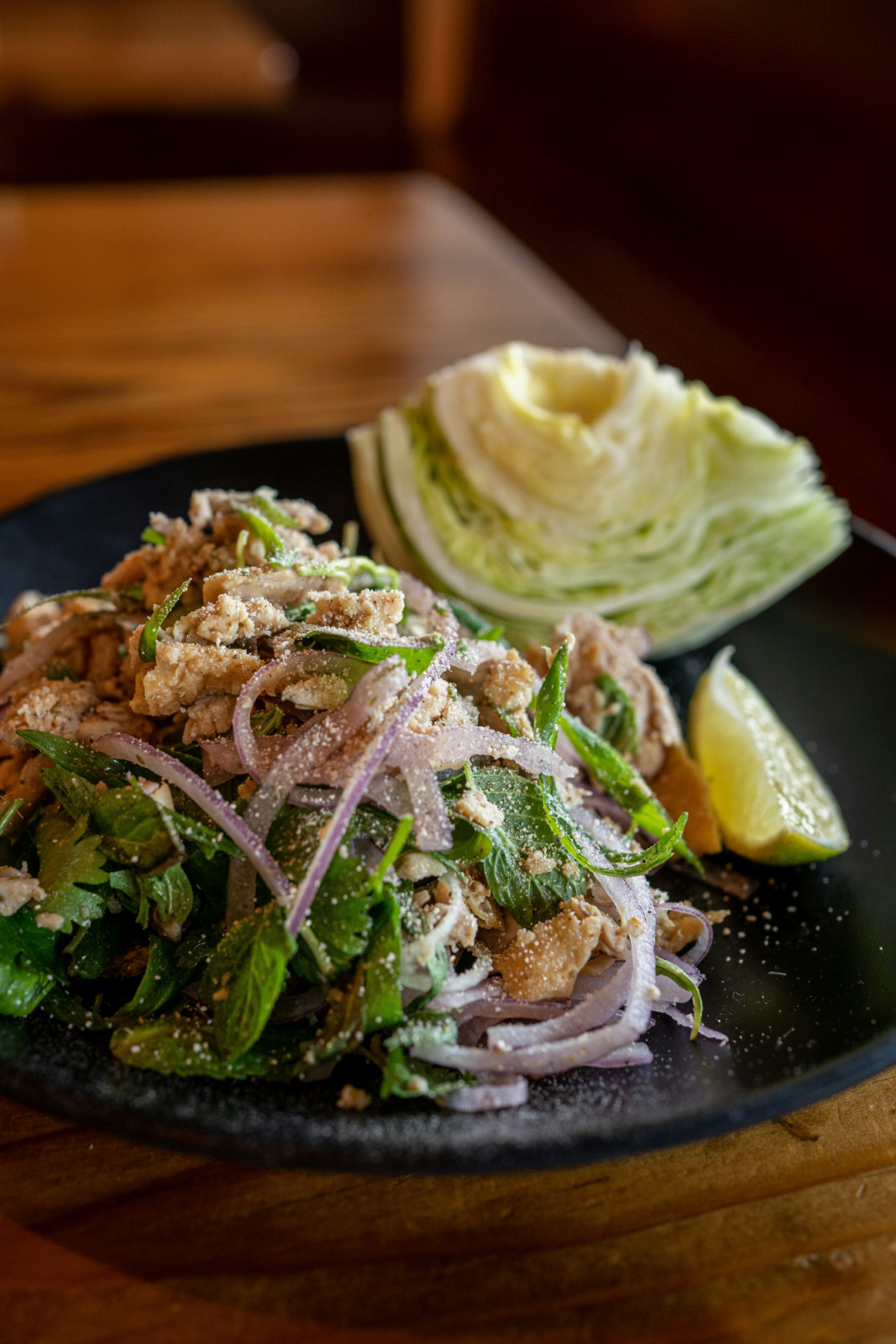 Laap, larb or laab is a minced meat salad with lime juice, fish sauce, chili and an essential crunchy element. (Photo: Alexandra Tran / Pexels)