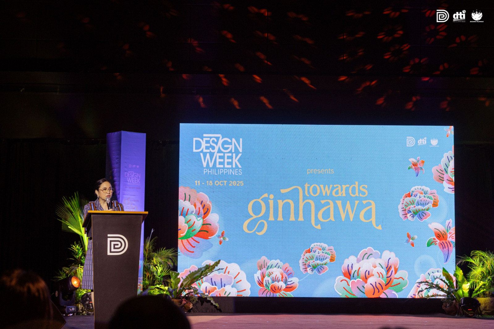 Department of Trade and Industry Secretary Cristina Roque delivering the opening remarks at the opening of Design Week Philippines at Ayala Malls Circuit
