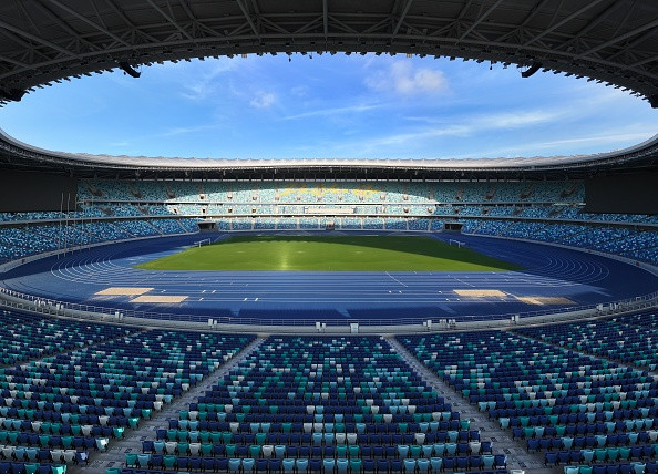 GUANGZHOU, CHINA - AUGUST 10: Interior view of the Greater Bay Area Cultural and Sports Center on August 10, 2025 in Guangzhou, Guangdong Province of China. Located at the southernmost end of Guangzhou, the center is a key construction project in the Guangdong-Hong Kong-Macao Greater Bay Area. (Photo by Guo Changcheng/VCG via Getty Images)