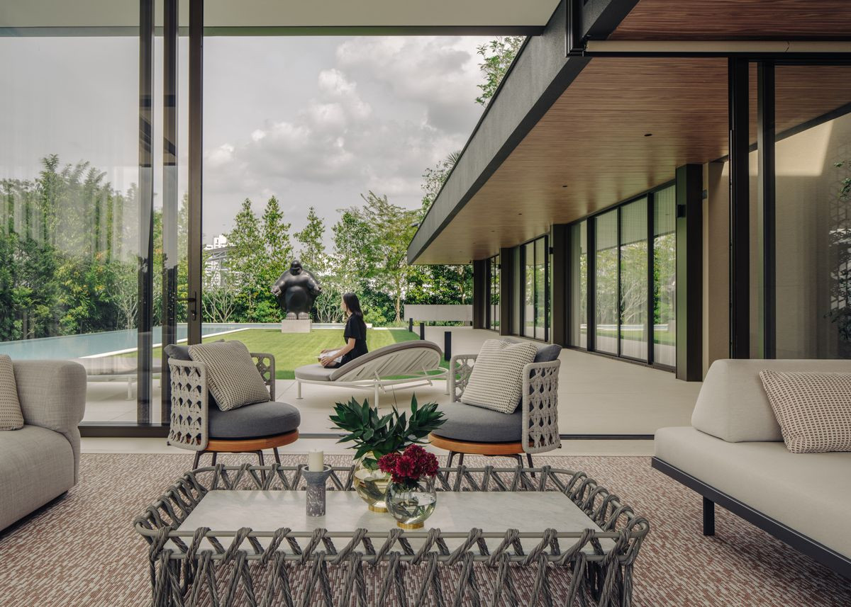 This glazed pavilion can be left open to enjoy the fresh air