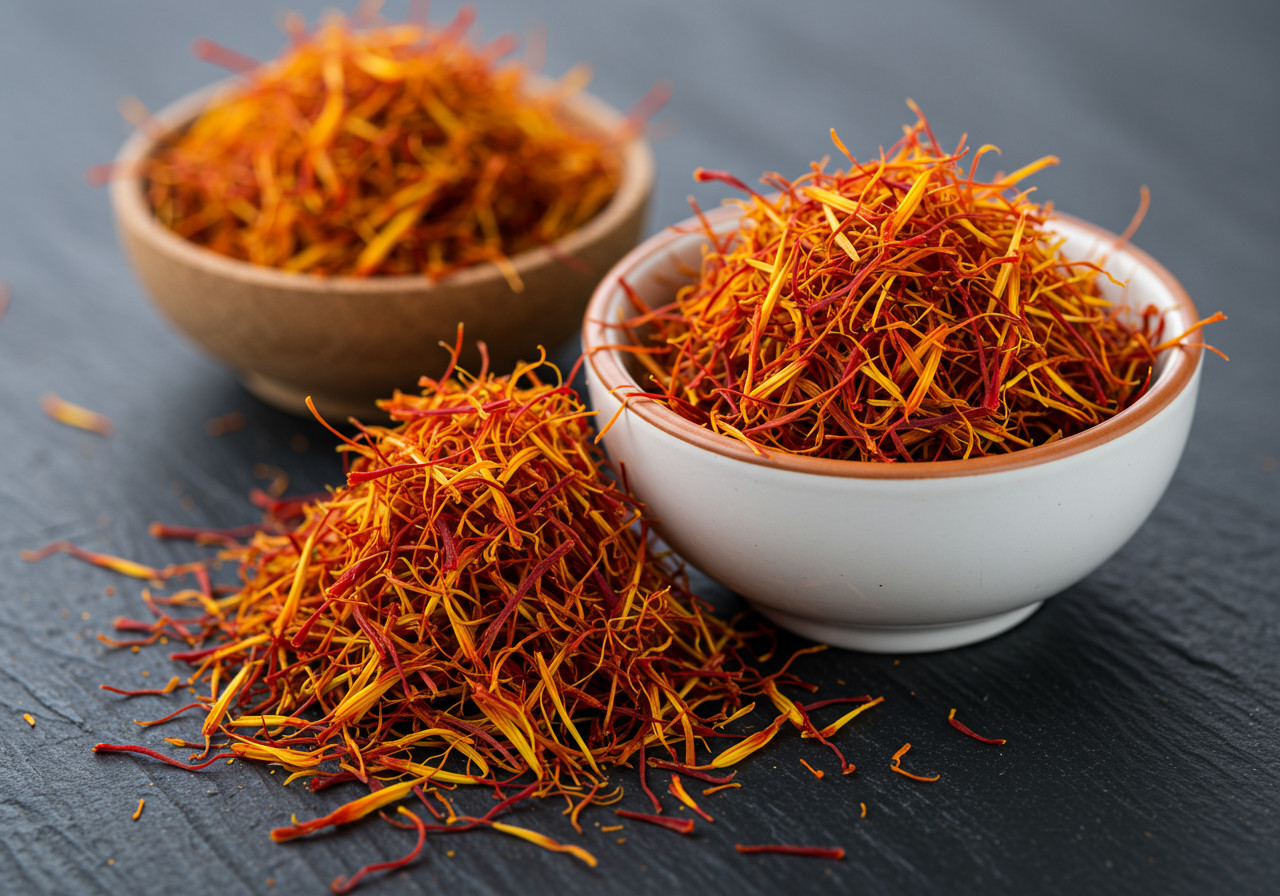 Saffron threads add a golden hue and subtle honeyed depth to a simple dish