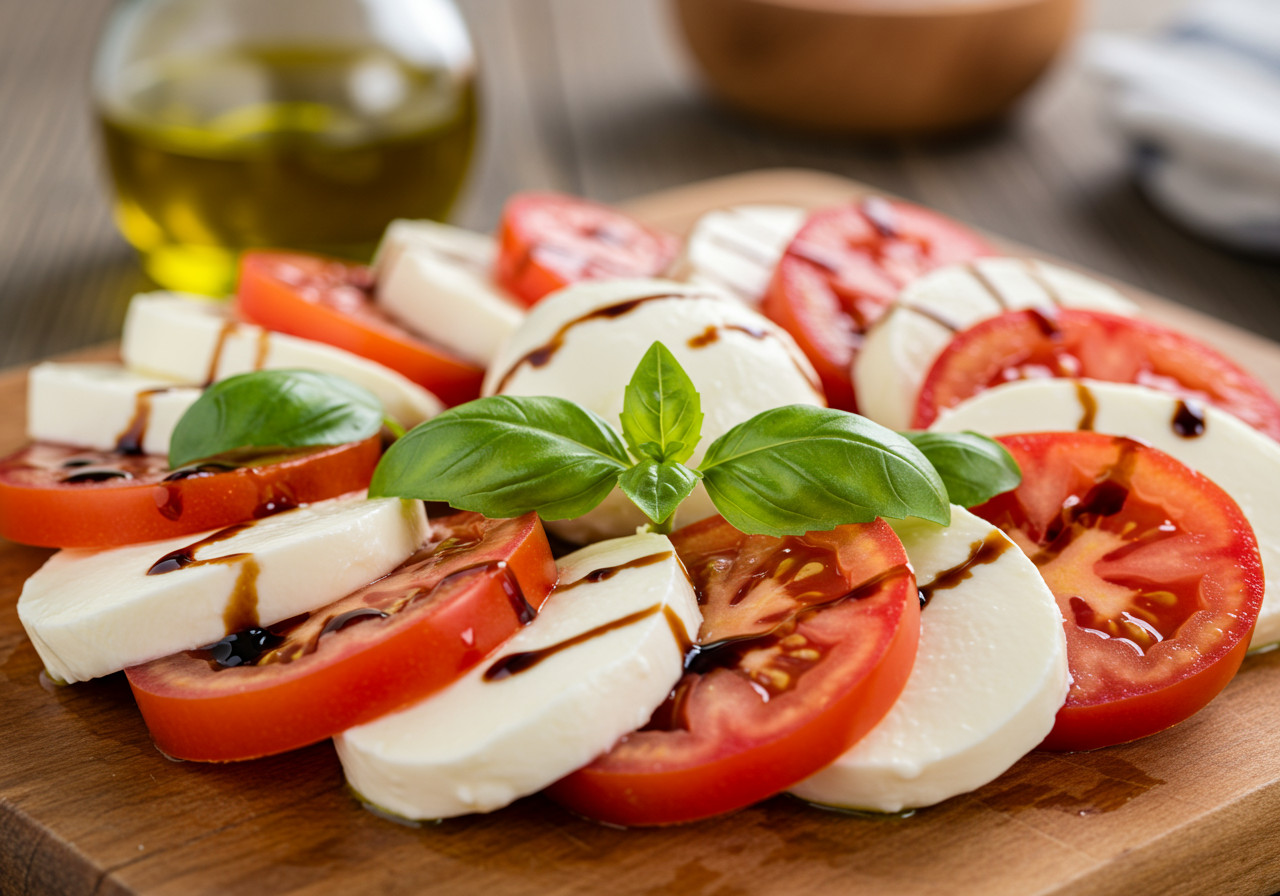Aged balsamic vinegar brings a rich, sweet tang to a caprese salad