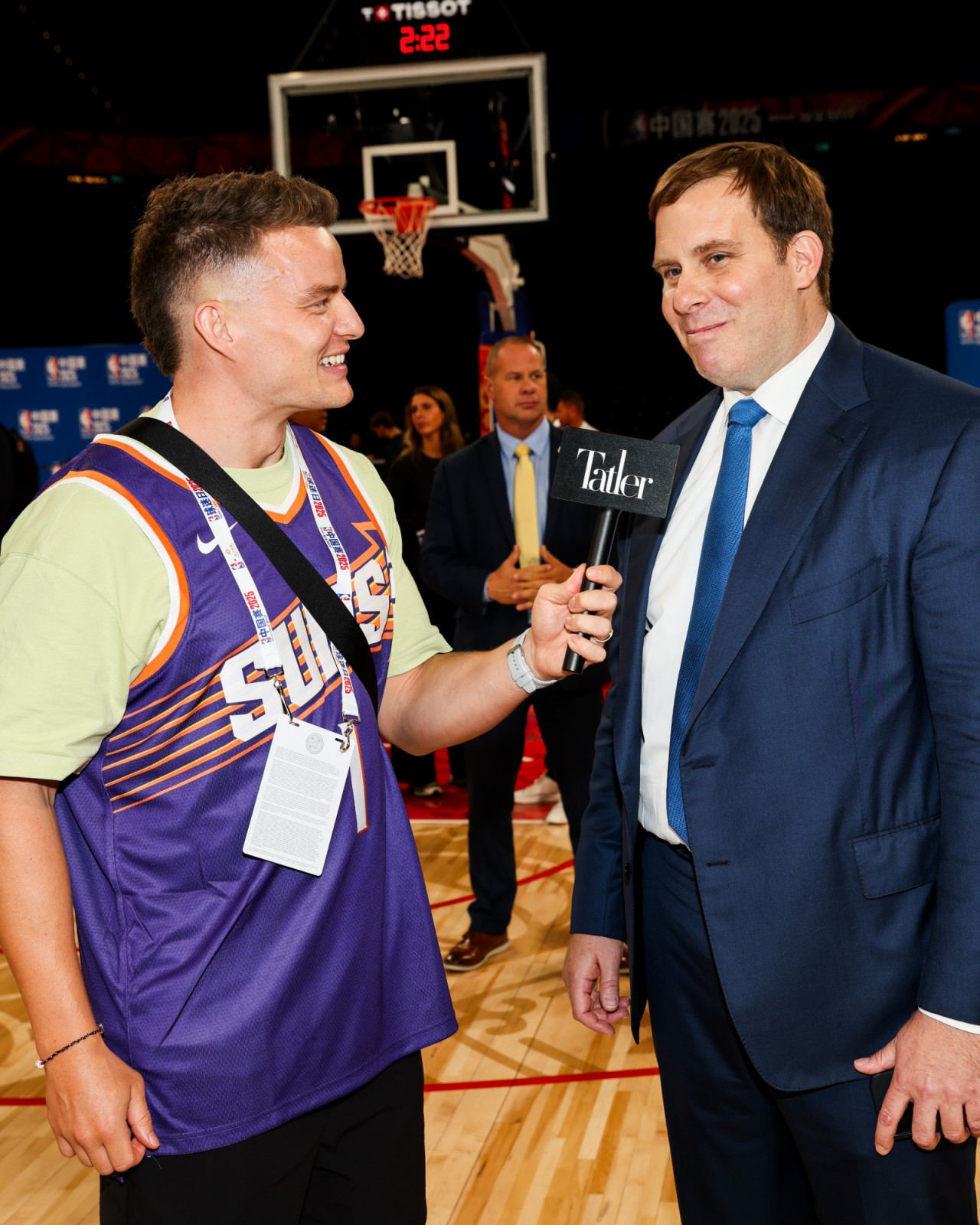 Tatler Asia reporter Pete Laverick with Patrick Dumont owner of the Sands and Dallas Mavericks