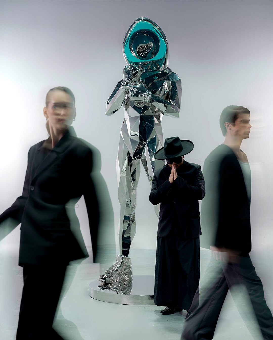 Jefrë with the Iqos sculpture — his latest brand campaign (Photo: Jefrë Manuel)