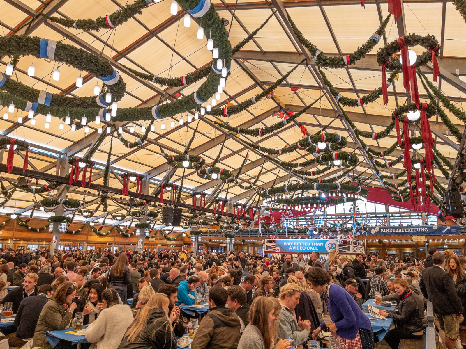 Packed tent at the Oktoberfest in Munich